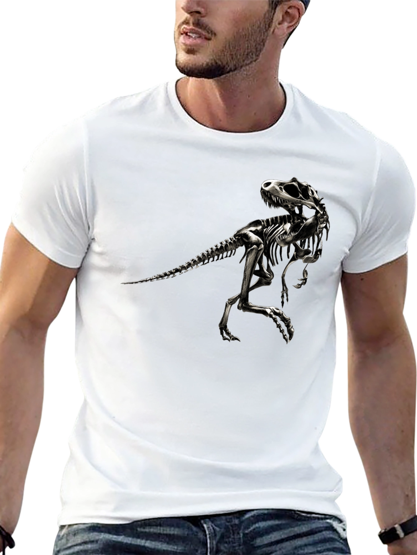 Dinosaur Skeleton Graphic Tee - Black T-Shirt