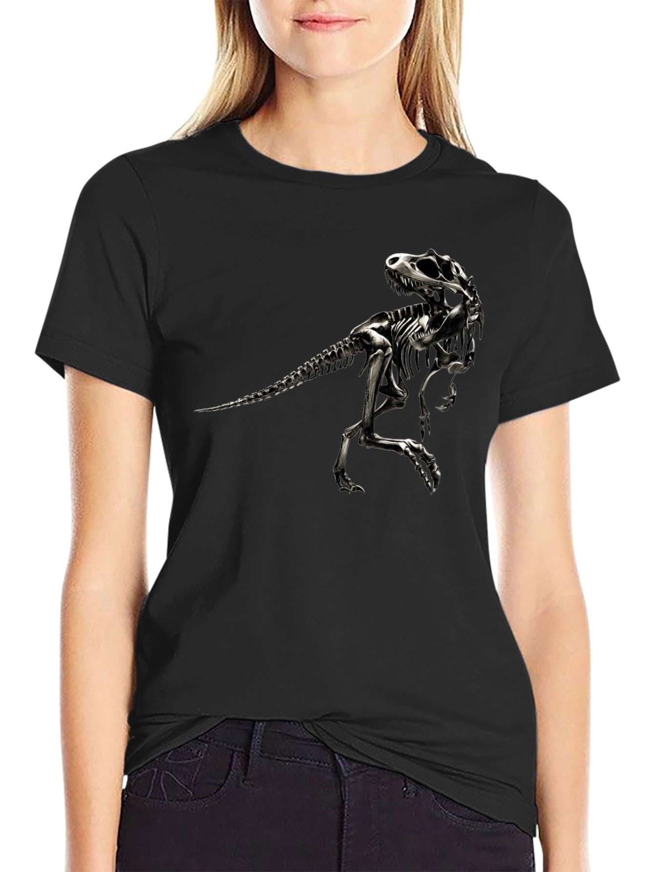 Dinosaur Skeleton Graphic Tee - Black T-Shirt