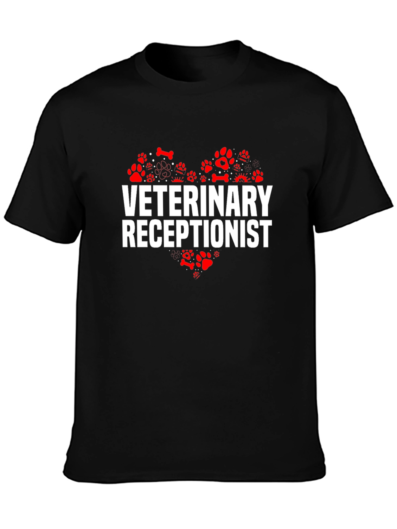 Veterinary Receptionist Paw Print Heart T-Shirt