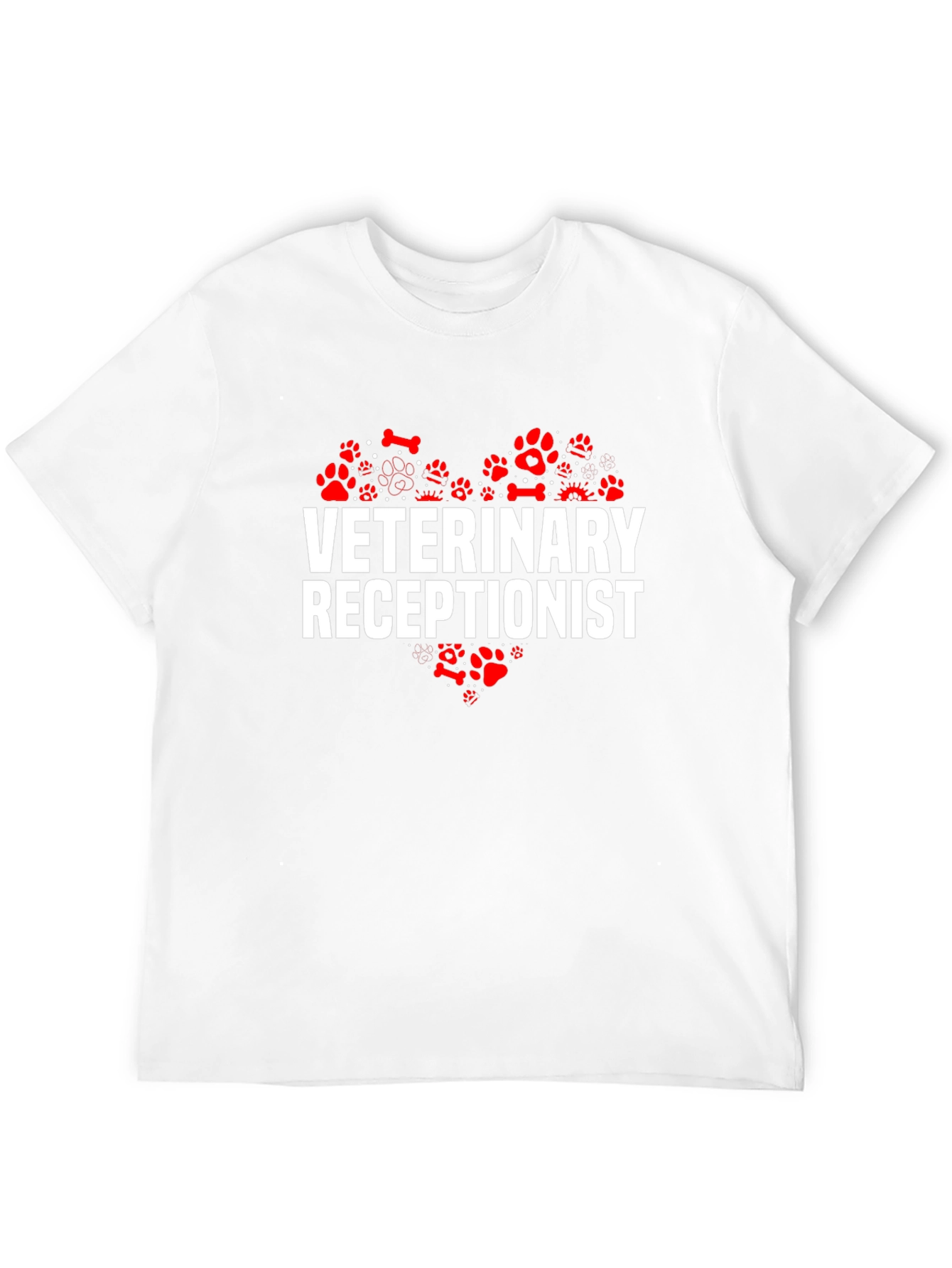Veterinary Receptionist Paw Print Heart T-Shirt