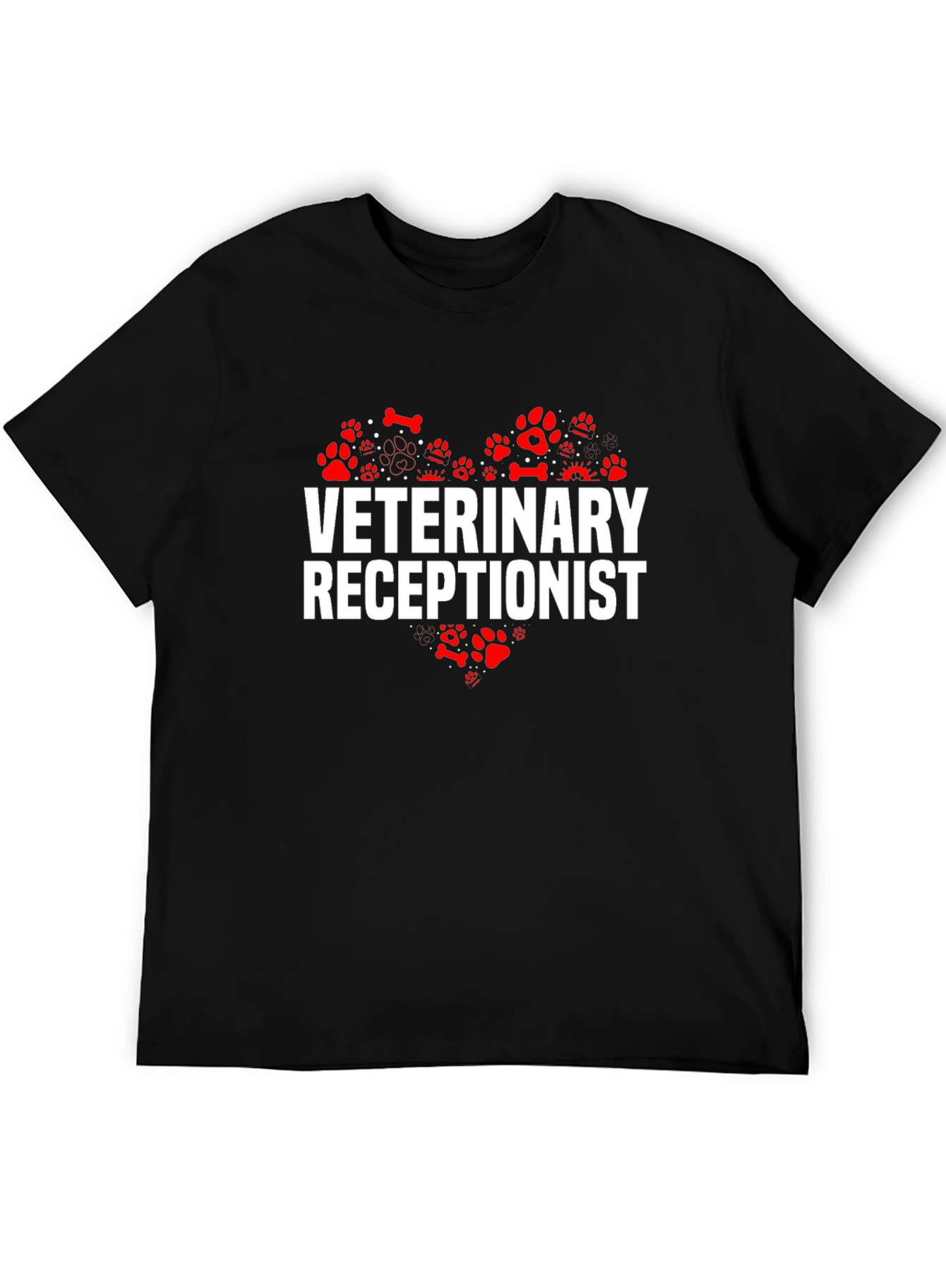 Veterinary Receptionist Paw Print Heart T-Shirt