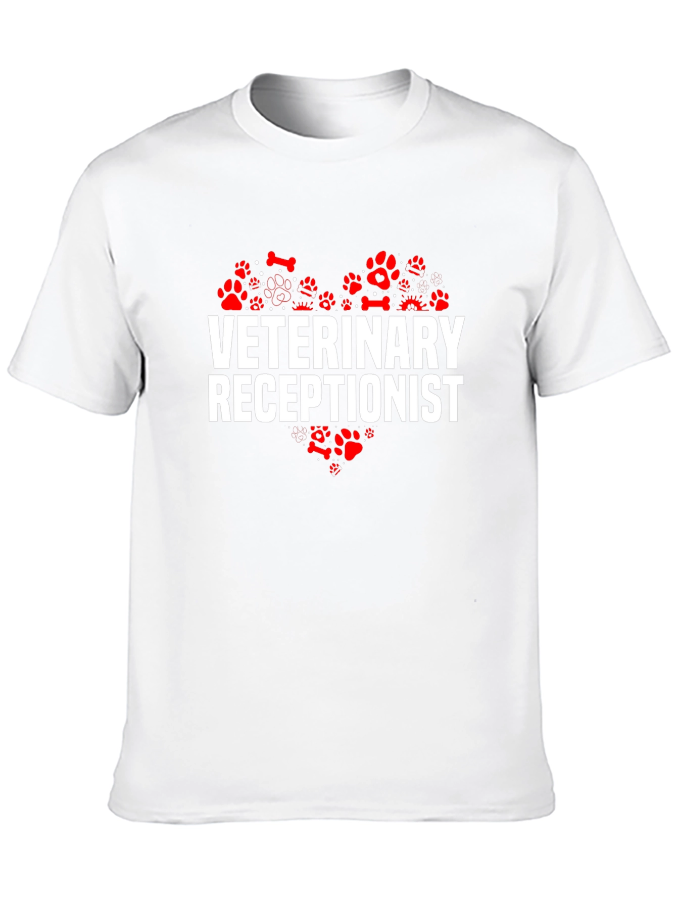 Veterinary Receptionist Paw Print Heart T-Shirt
