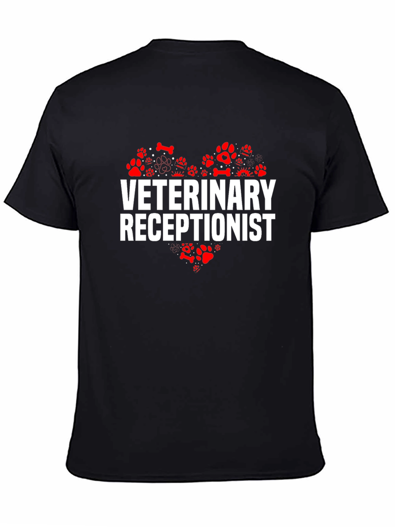 Veterinary Receptionist Paw Print Heart T-Shirt