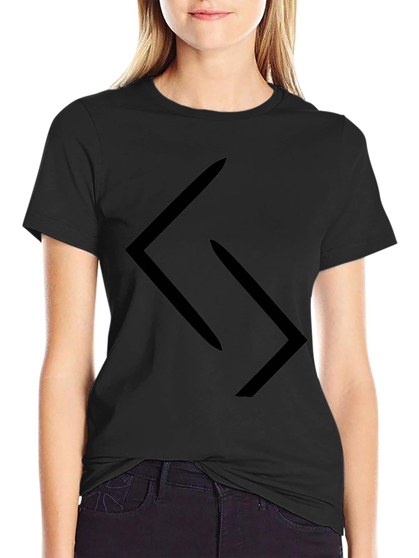 Minimalist Black T-Shirt with Abstract Graphic Design