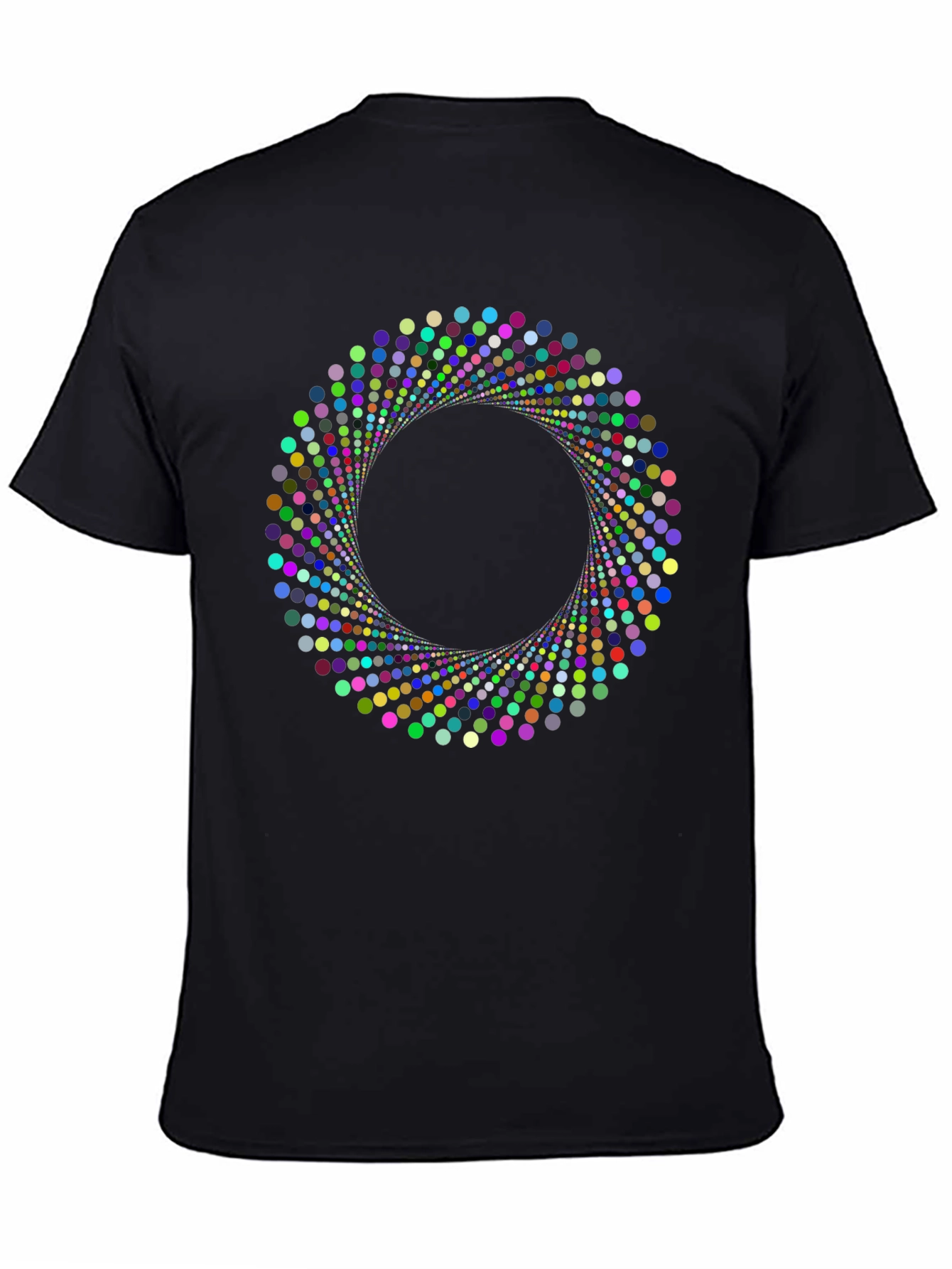 Geometric Circle Dot Graphic Black T-Shirt
