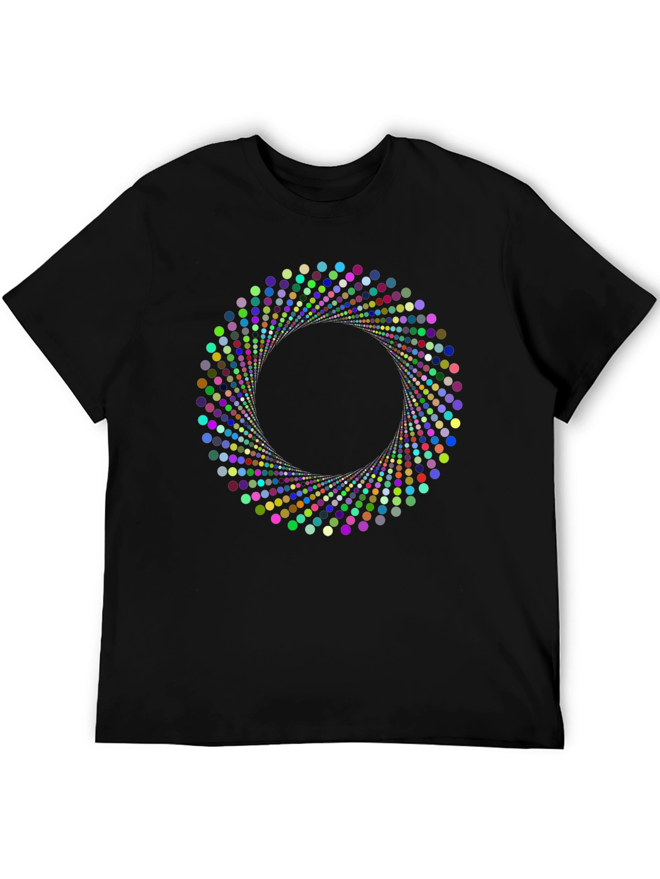 Geometric Circle Dot Graphic Black T-Shirt