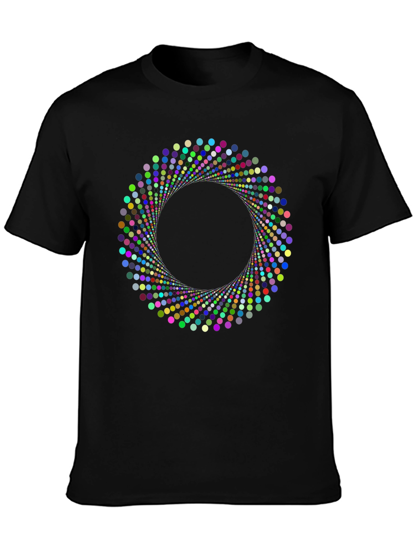Geometric Circle Dot Graphic Black T-Shirt