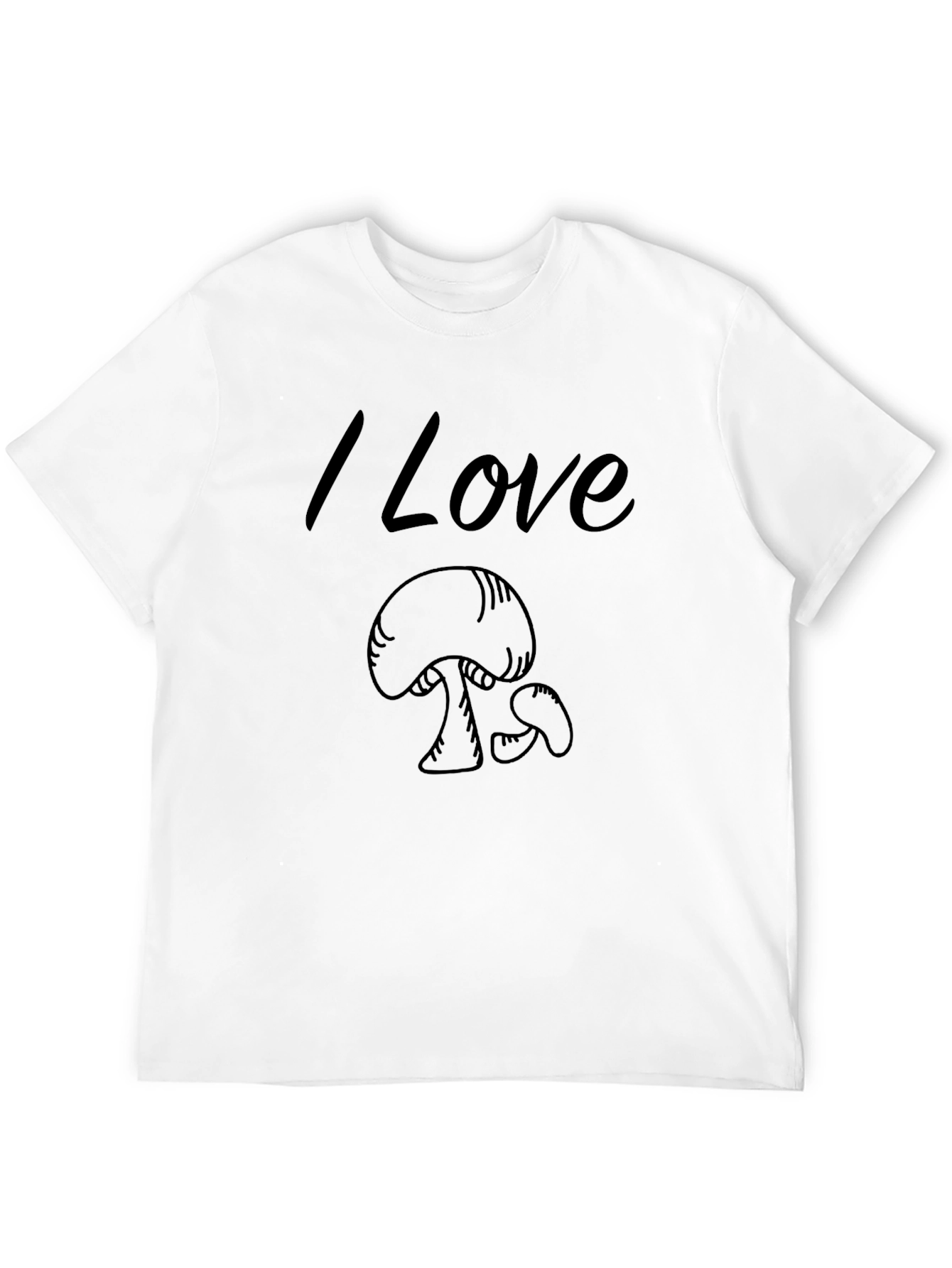 I Love Mushrooms Graphic Tee - Black Cotton T-Shirt
