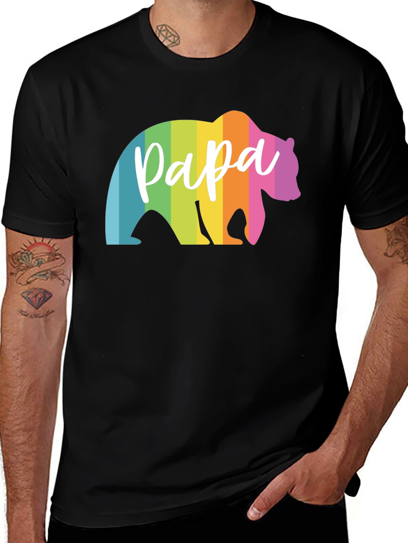 Rainbow Papa Bear Graphic Tee