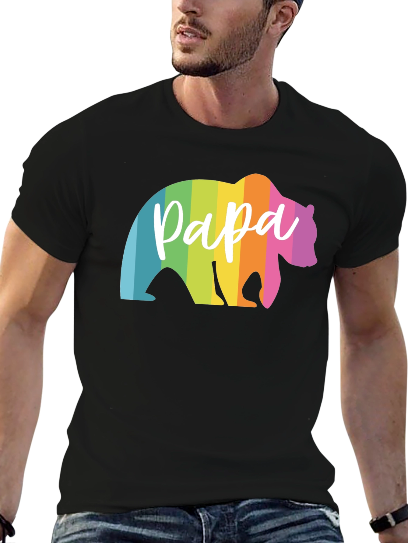 Rainbow Papa Bear Graphic Tee