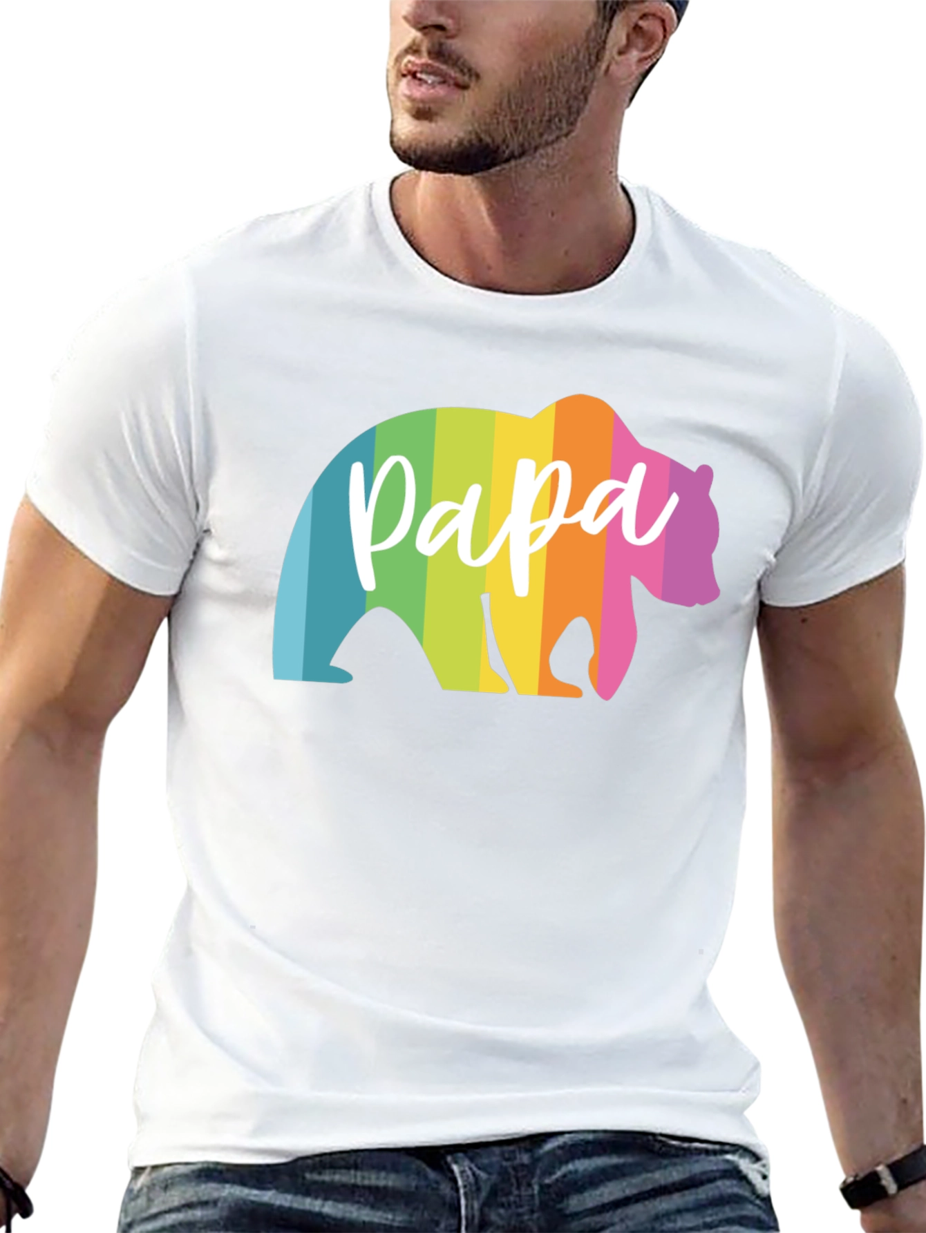 Rainbow Papa Bear Graphic Tee