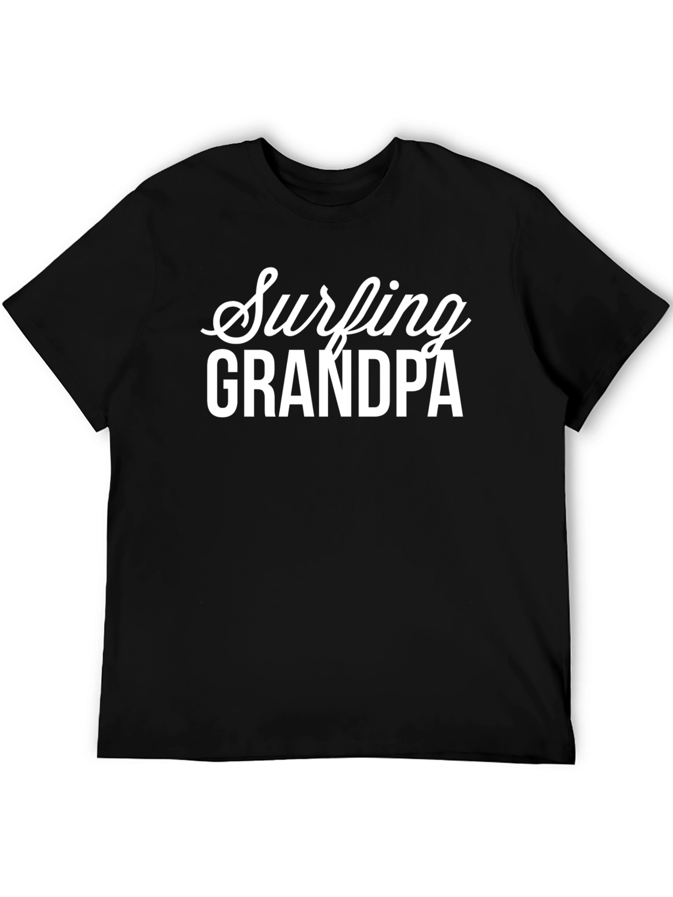 Surfing Grandpa Black Graphic T-Shirt