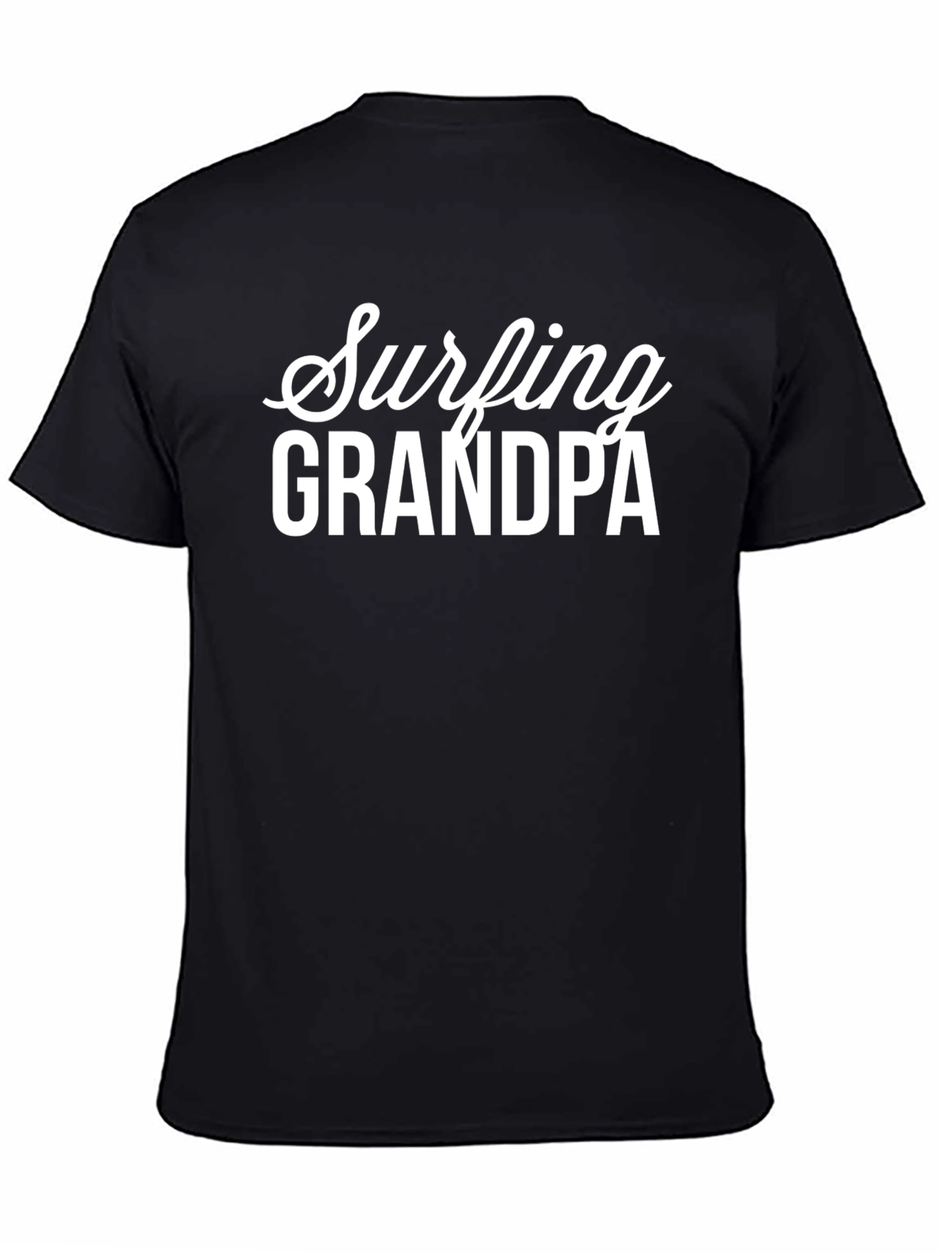 Surfing Grandpa Black Graphic T-Shirt