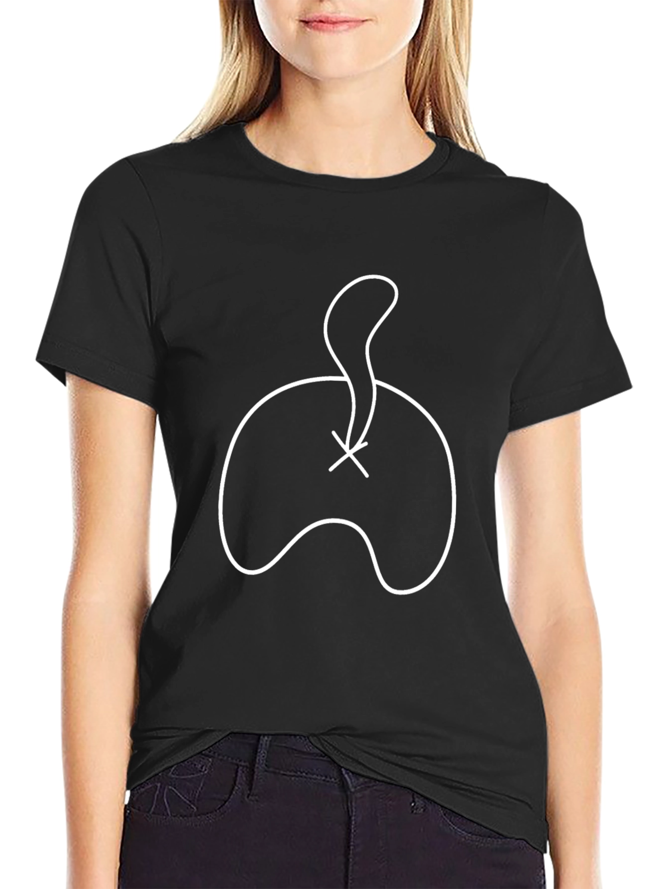 Abstract Cat Tail Graphic Tee - Modern Black T-Shirt