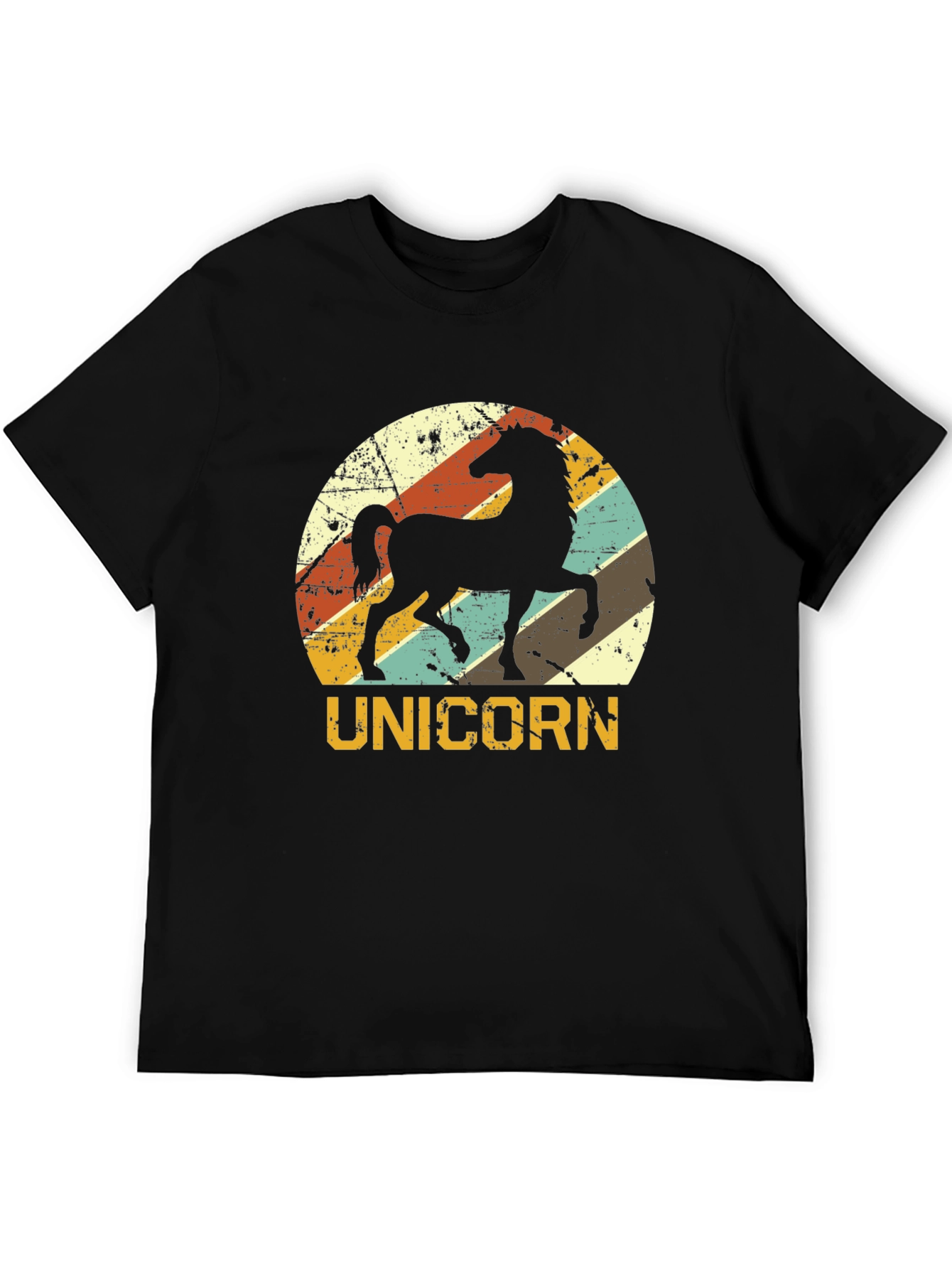 Retro Unicorn Graphic T-Shirt - Black