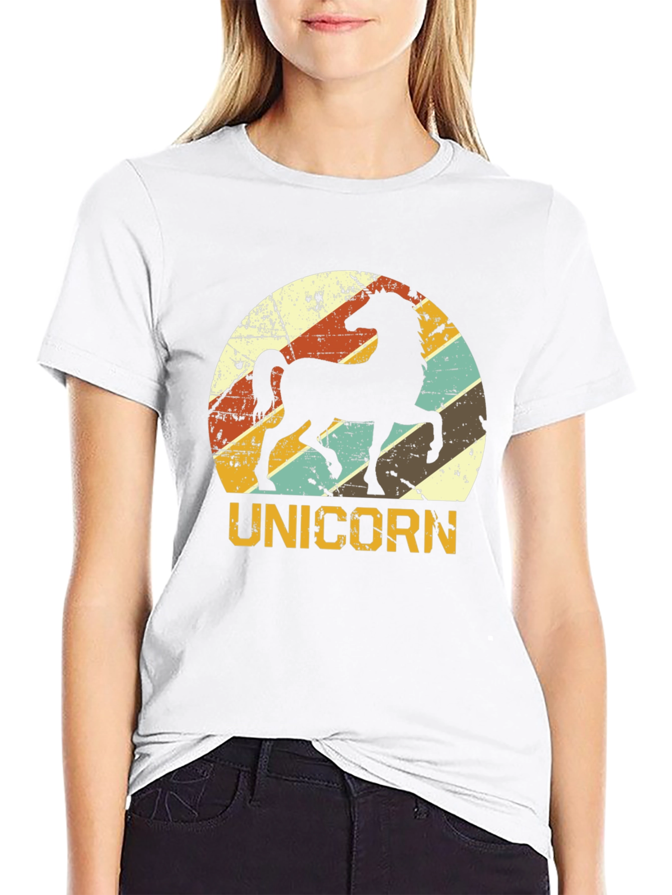 Retro Unicorn Graphic T-Shirt - Black