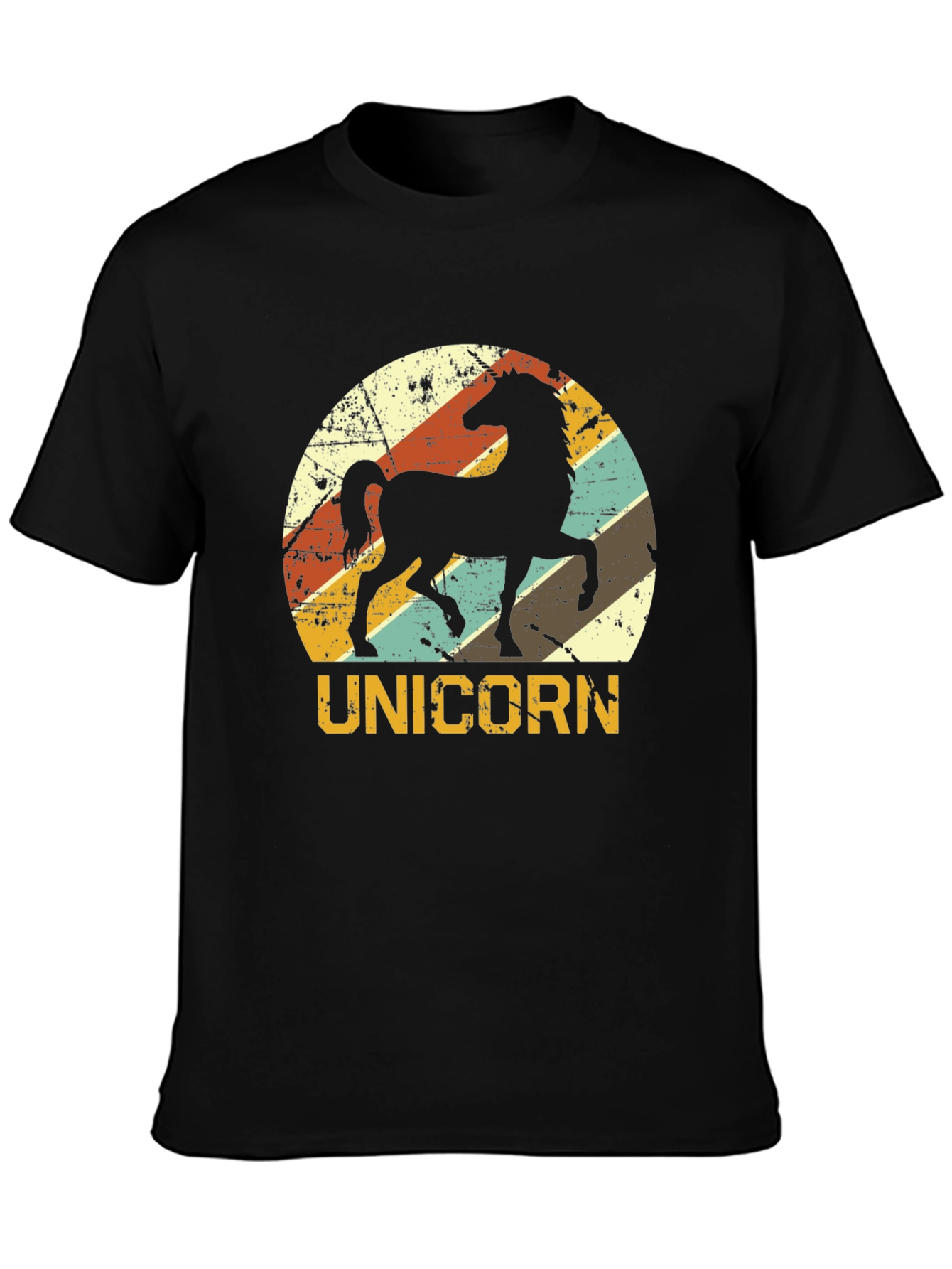 Retro Unicorn Graphic T-Shirt - Black