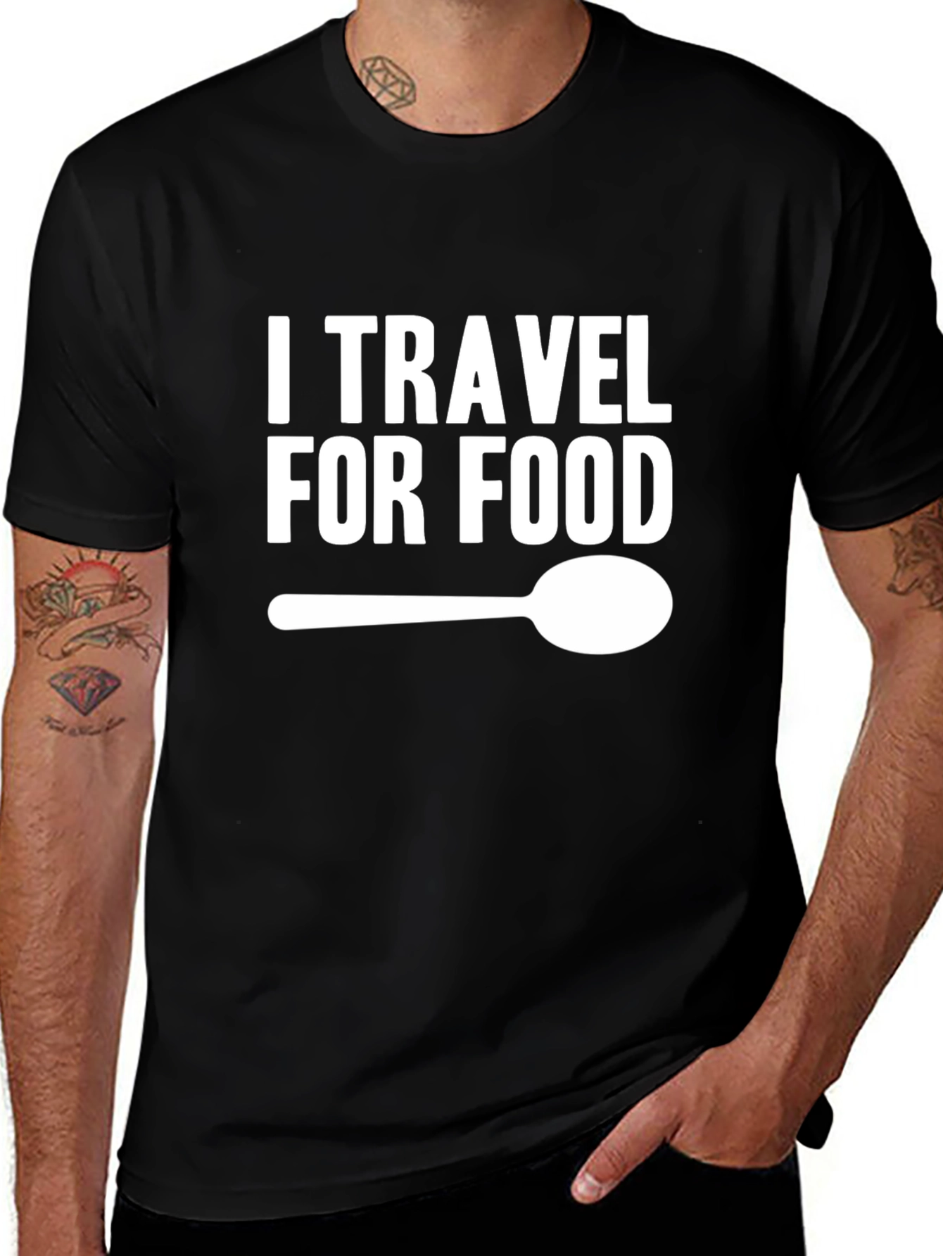 I Travel For Food Graphic T-Shirt - Black