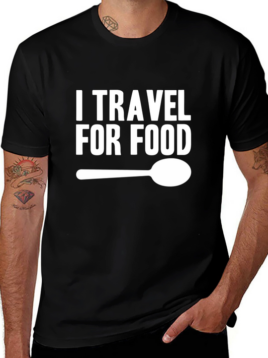 I Travel For Food Graphic T-Shirt - Black