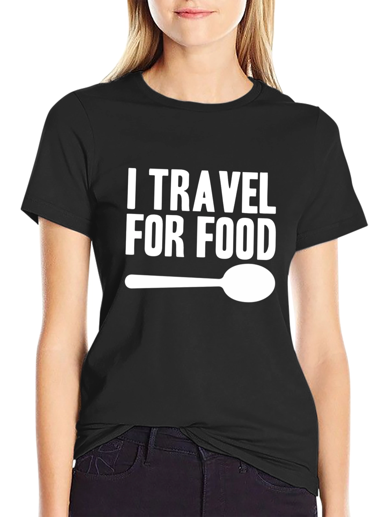 I Travel For Food Graphic T-Shirt - Black