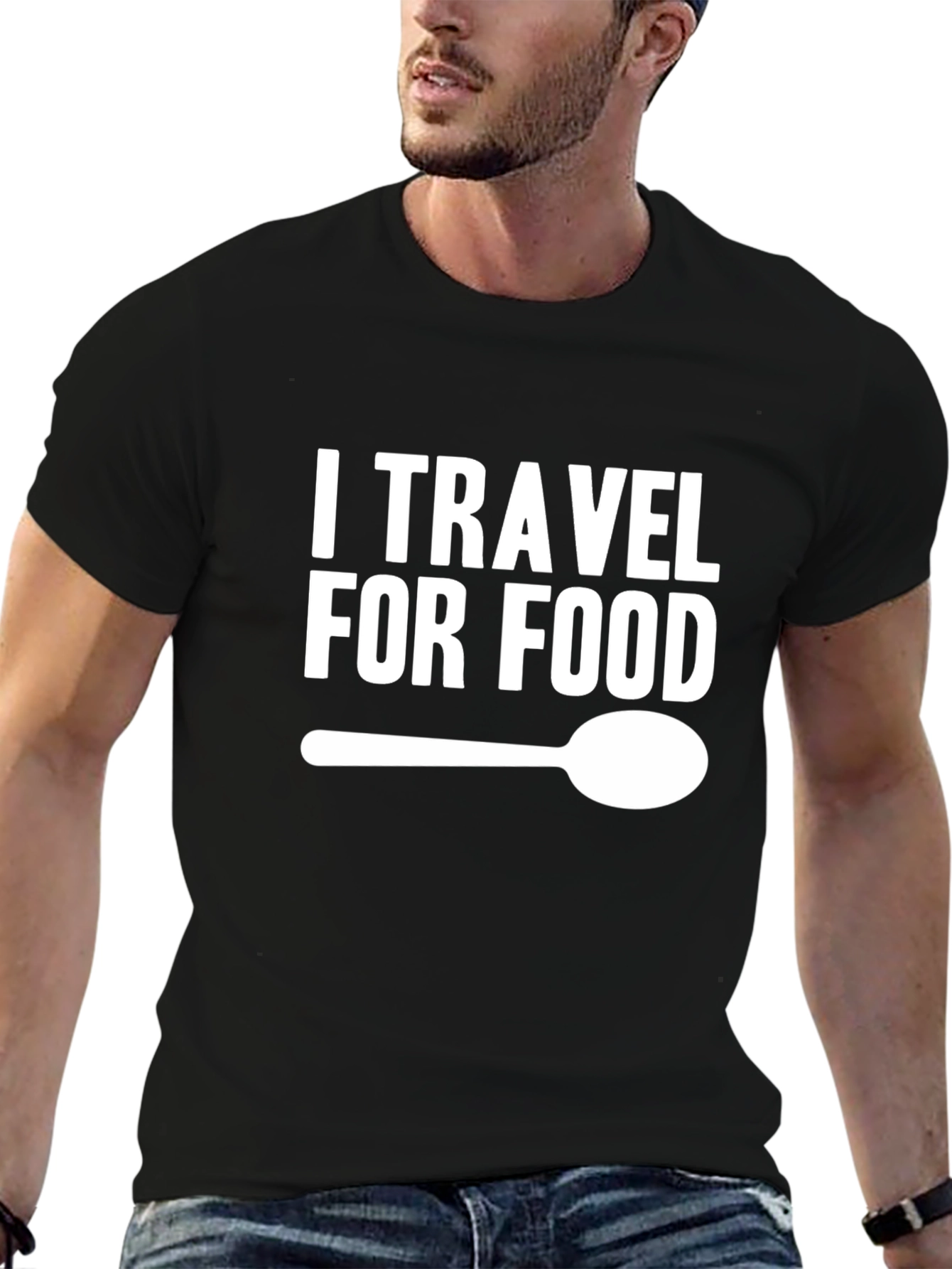 I Travel For Food Graphic T-Shirt - Black