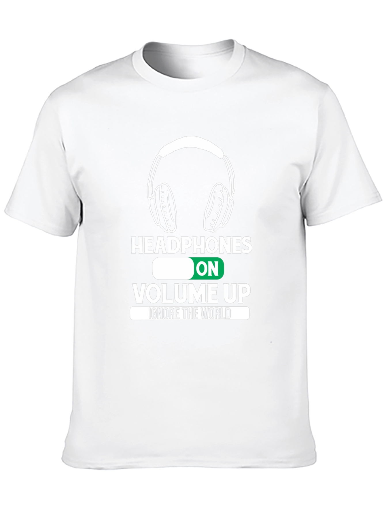 Headphones On Volume Up Black T-Shirt