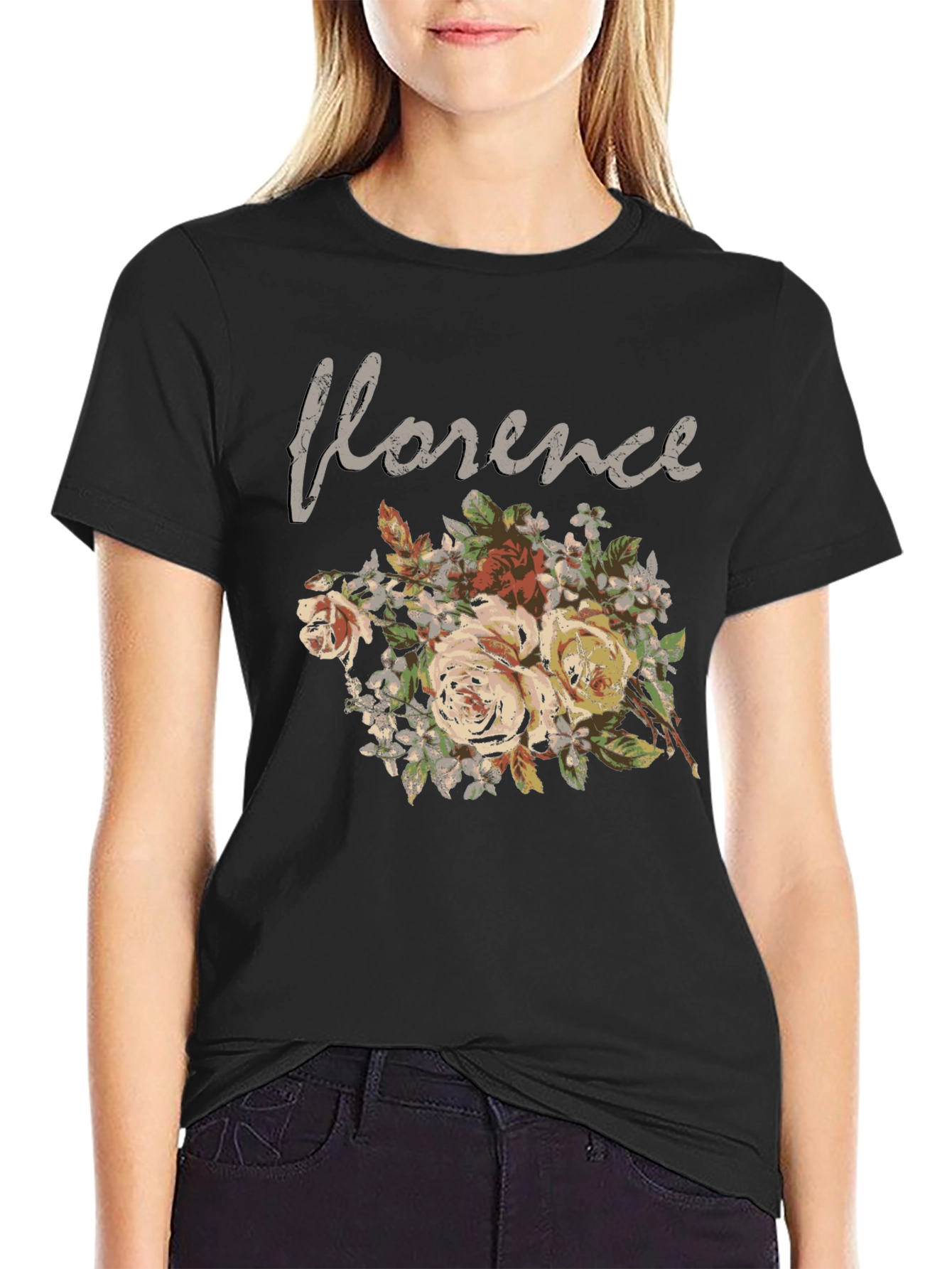 Florence Floral Graphic T-Shirt - Black