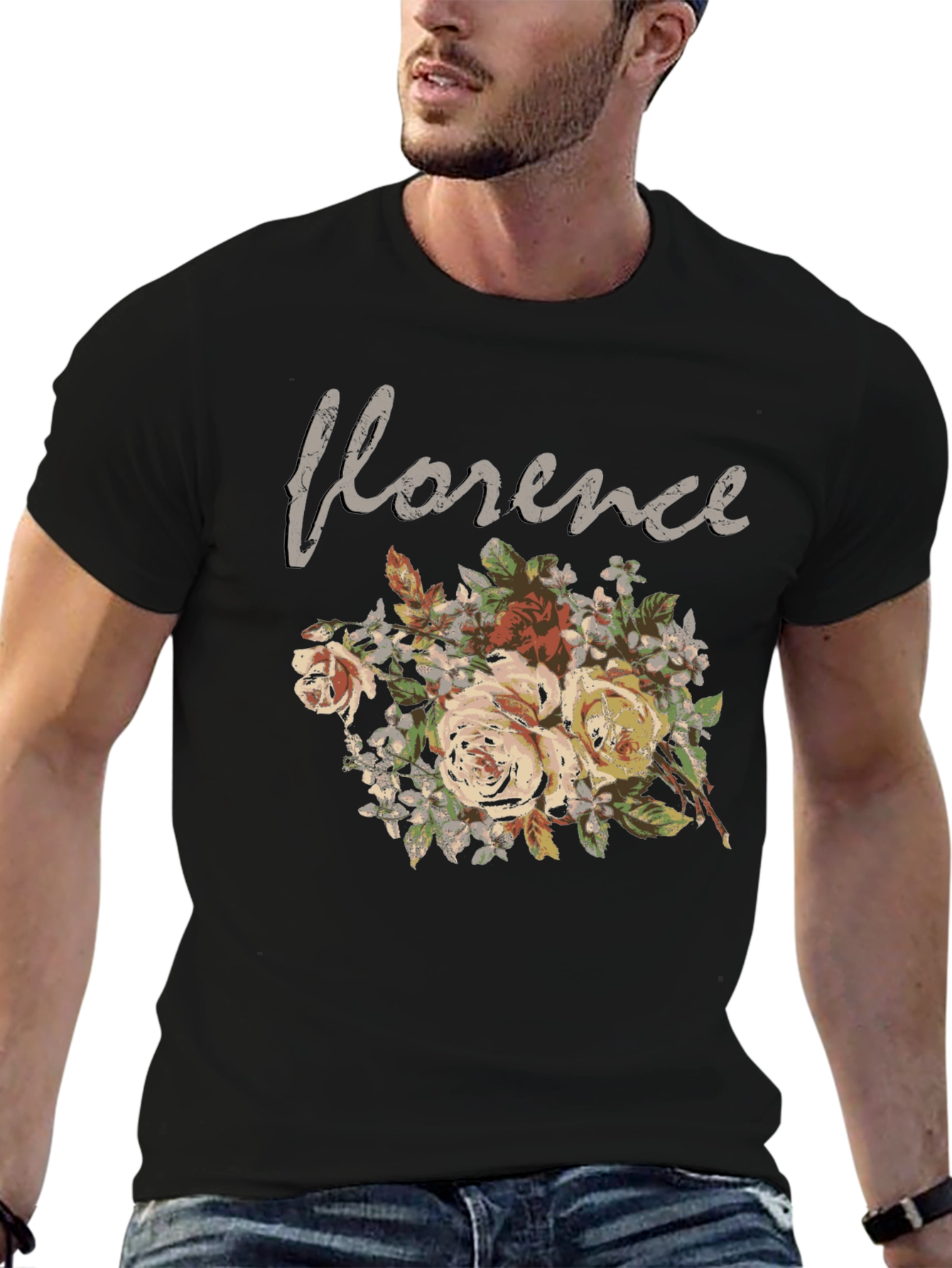 Florence Floral Graphic T-Shirt - Black