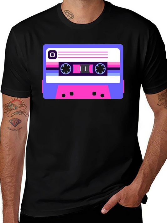 Retro Cassette Tape Graphic Tee - Black
