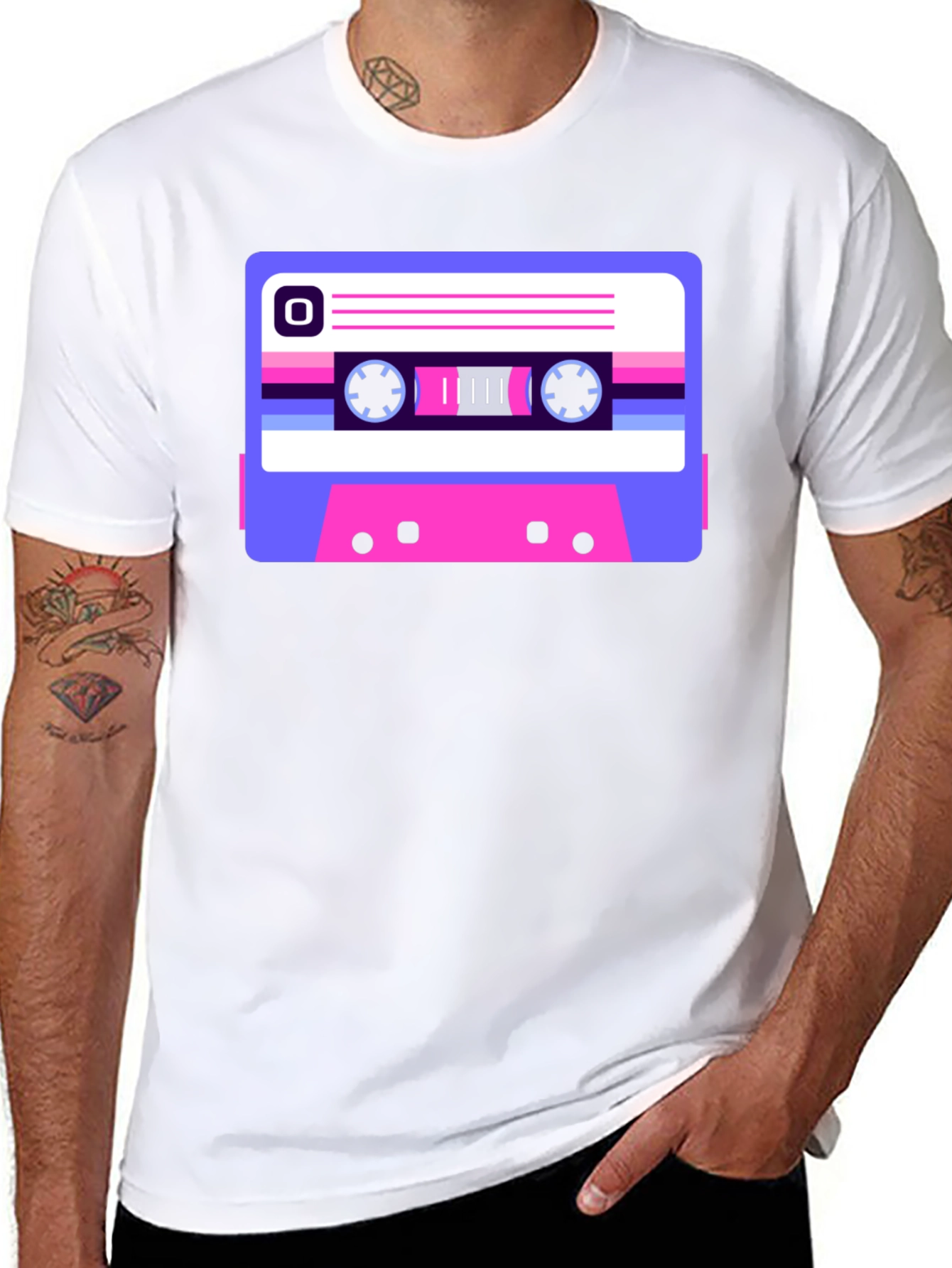 Retro Cassette Tape Graphic Tee - Black