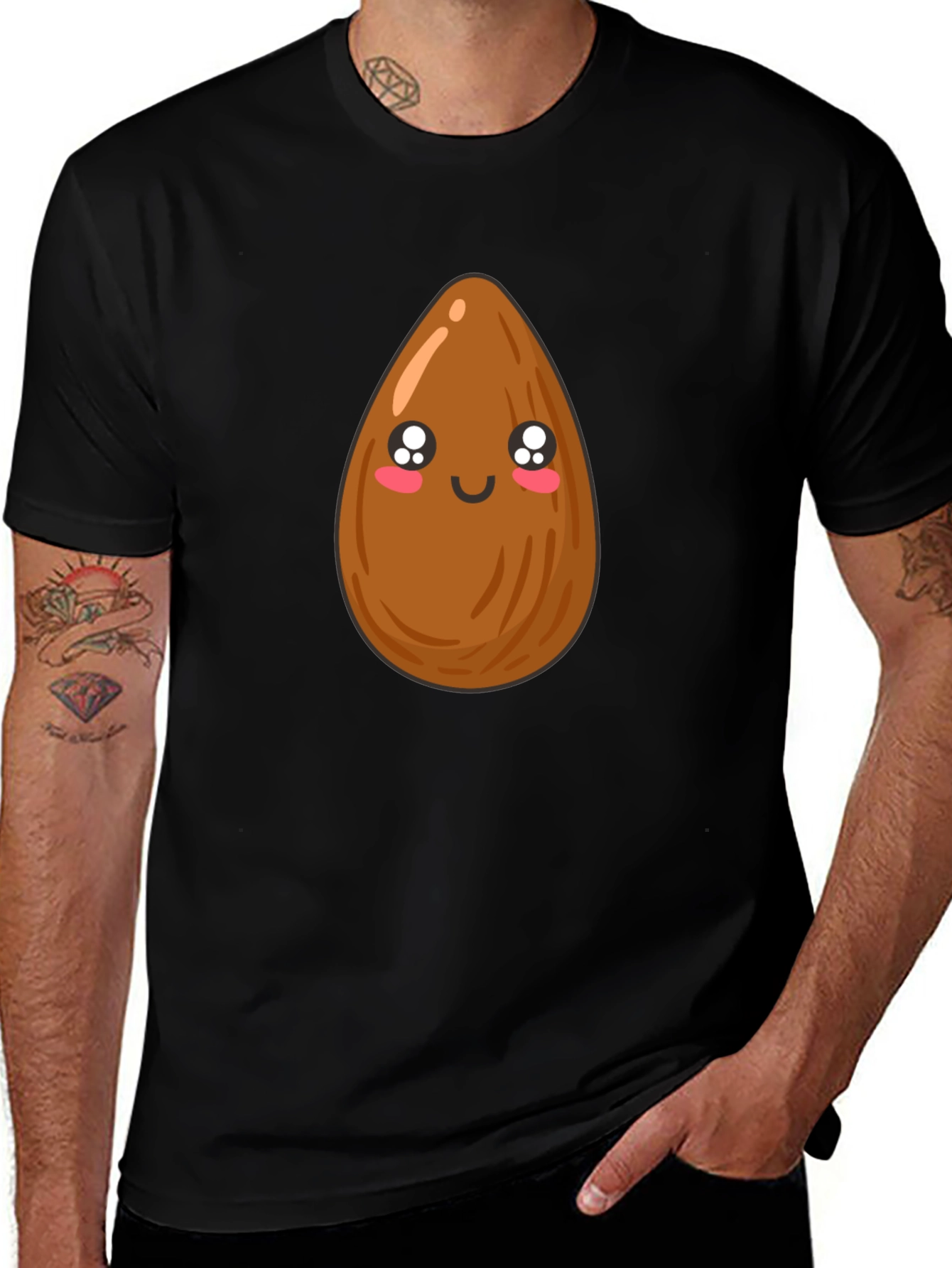 Cute Almond Graphic Tee - Unisex Black T-Shirt
