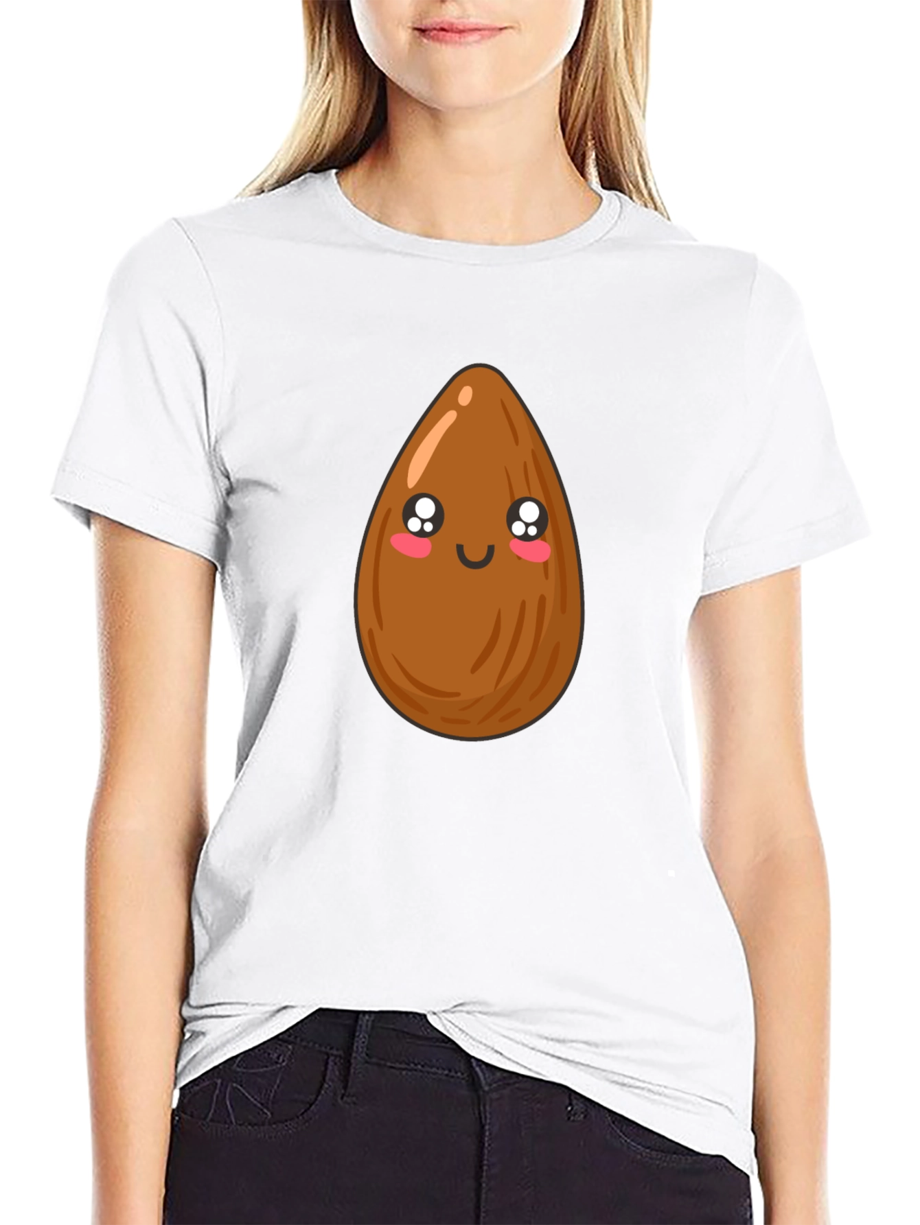 Cute Almond Graphic Tee - Unisex Black T-Shirt