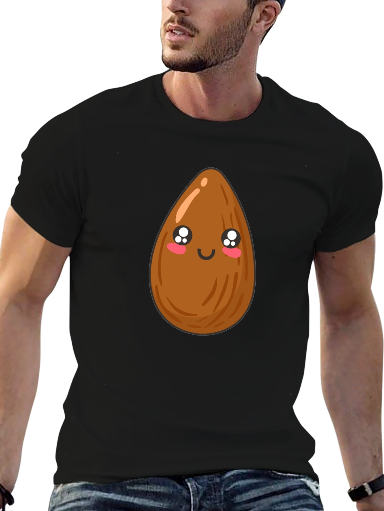 Cute Almond Graphic Tee - Unisex Black T-Shirt