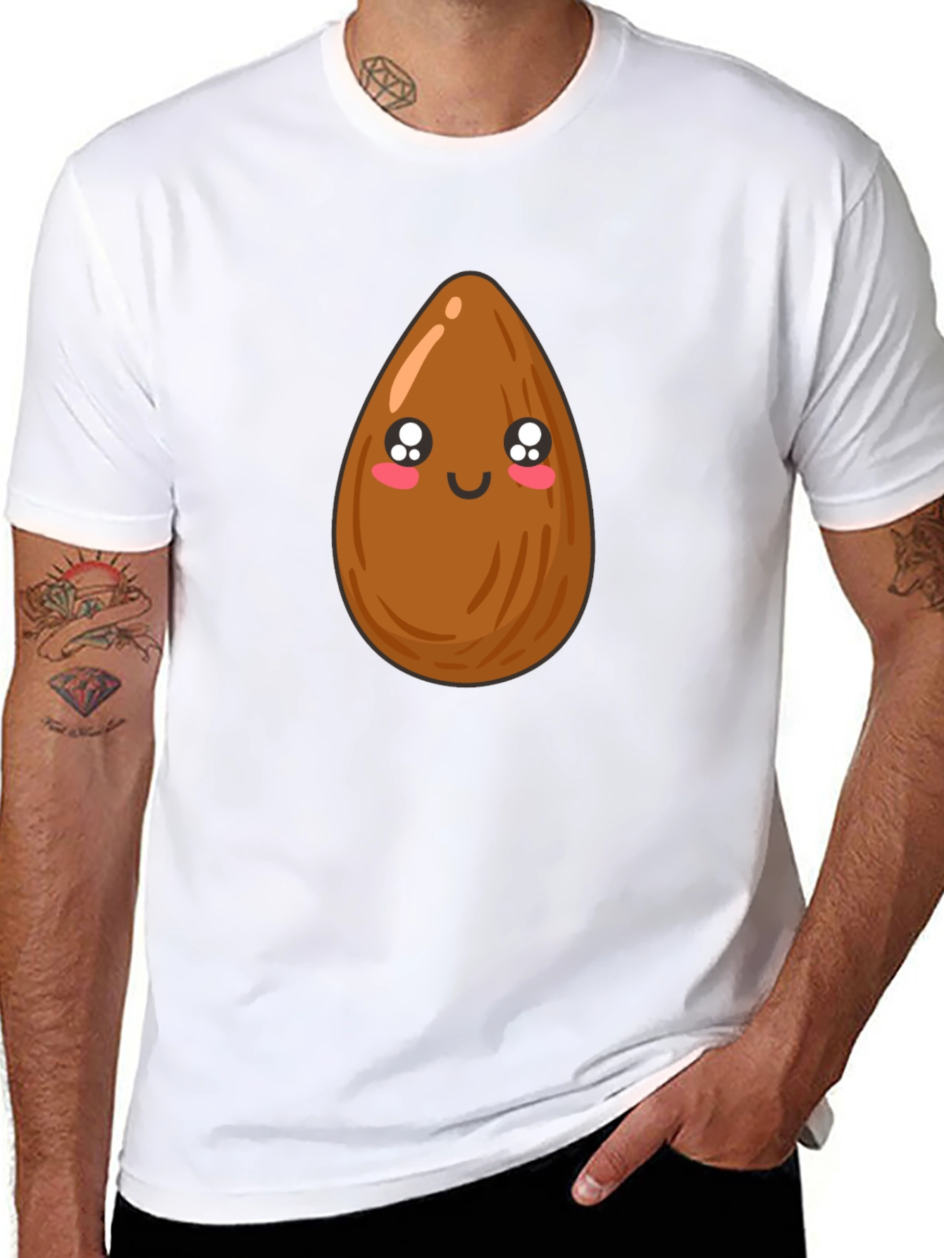 Cute Almond Graphic Tee - Unisex Black T-Shirt