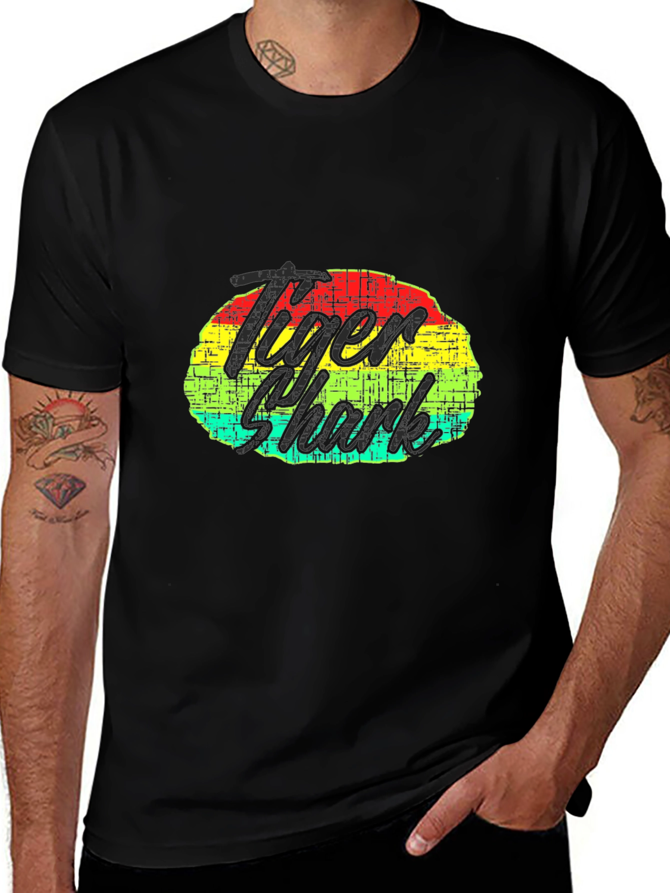Tiger Shark Graphic Print Black T-Shirt