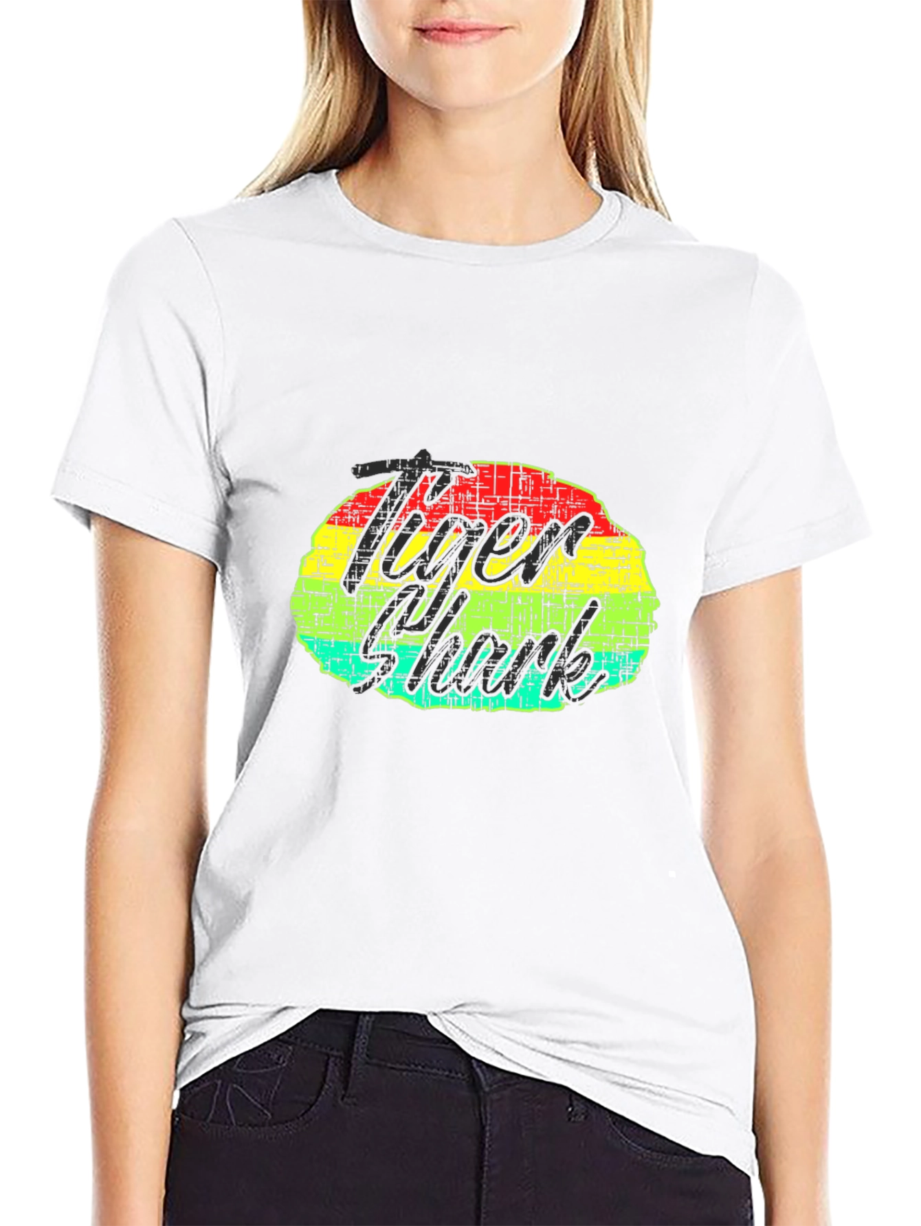 Tiger Shark Graphic Print Black T-Shirt