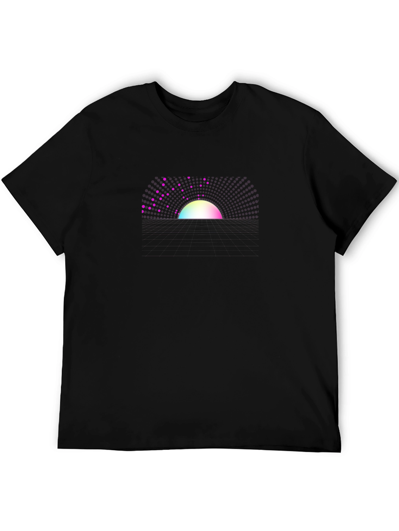 Abstract Sunset Graphic Tee - Black Crew Neck T-Shirt
