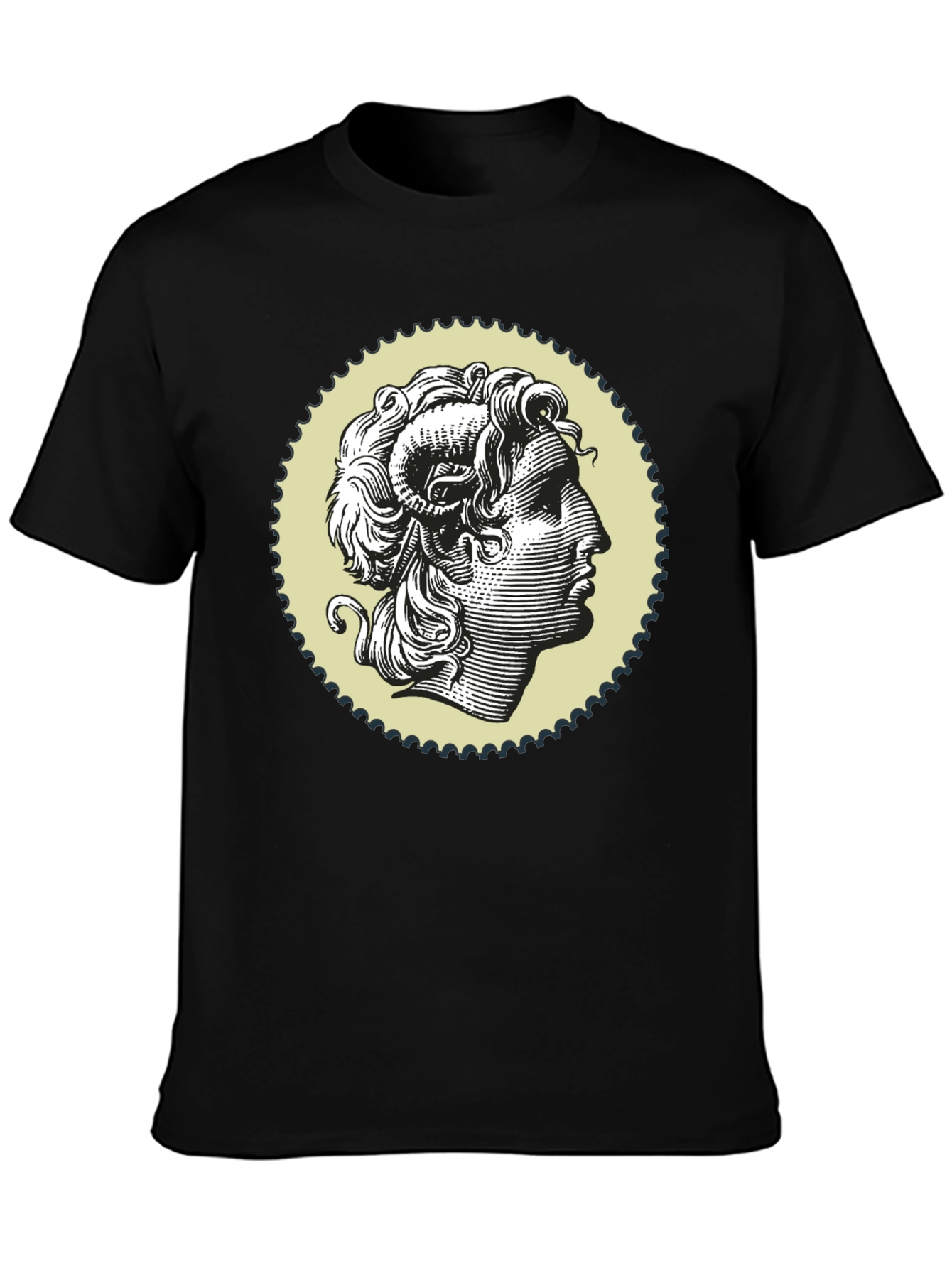 Ram Head Graphic Print Black T-Shirt