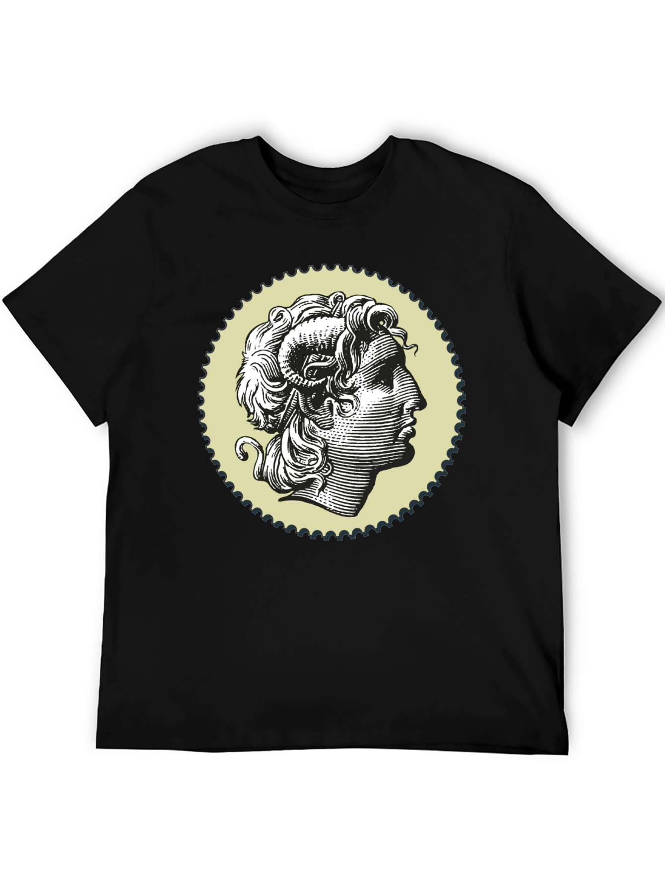 Ram Head Graphic Print Black T-Shirt