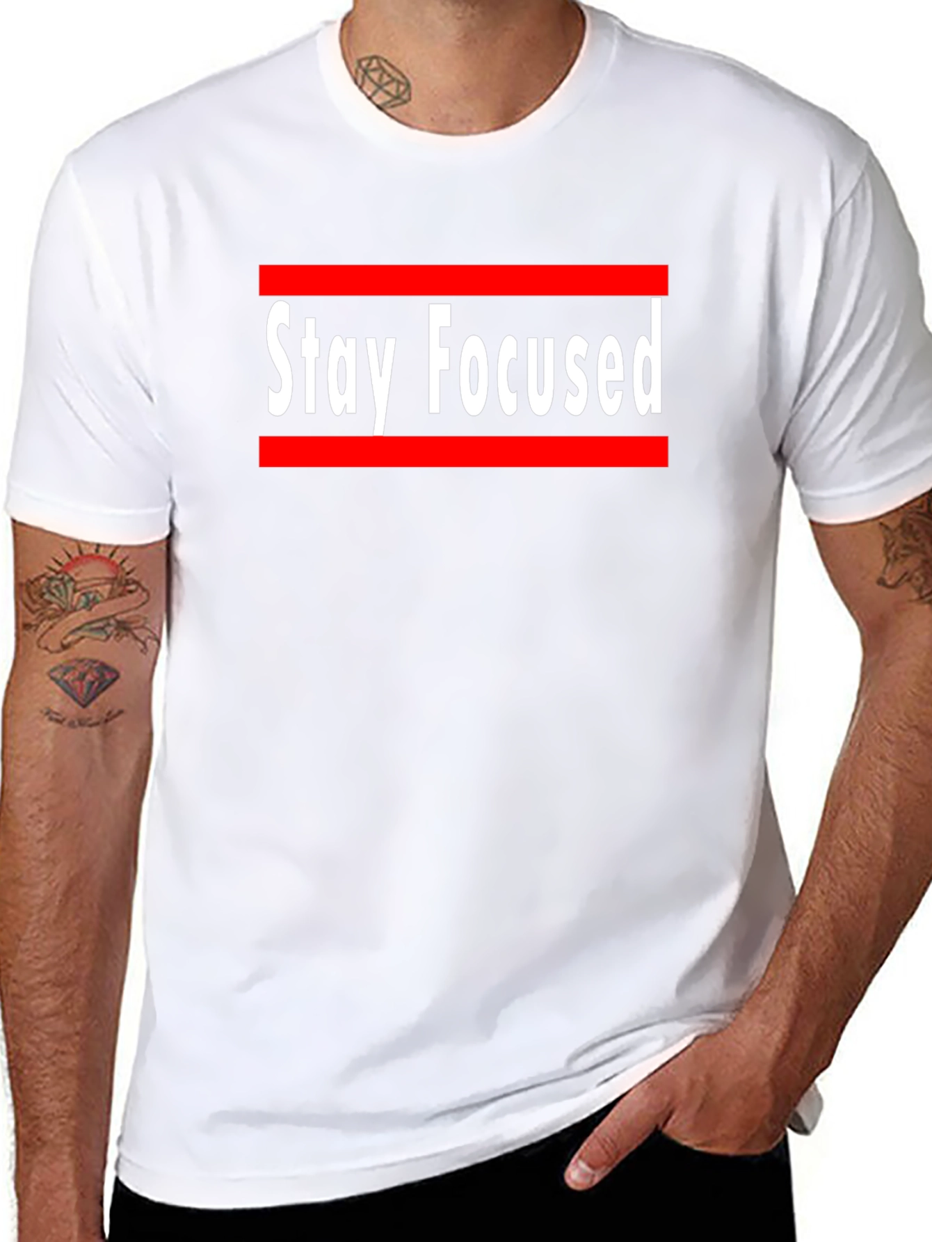 Stay Focused Graphic Print Crew Neck T-Shirt