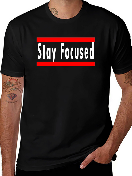 Stay Focused Graphic Print Crew Neck T-Shirt