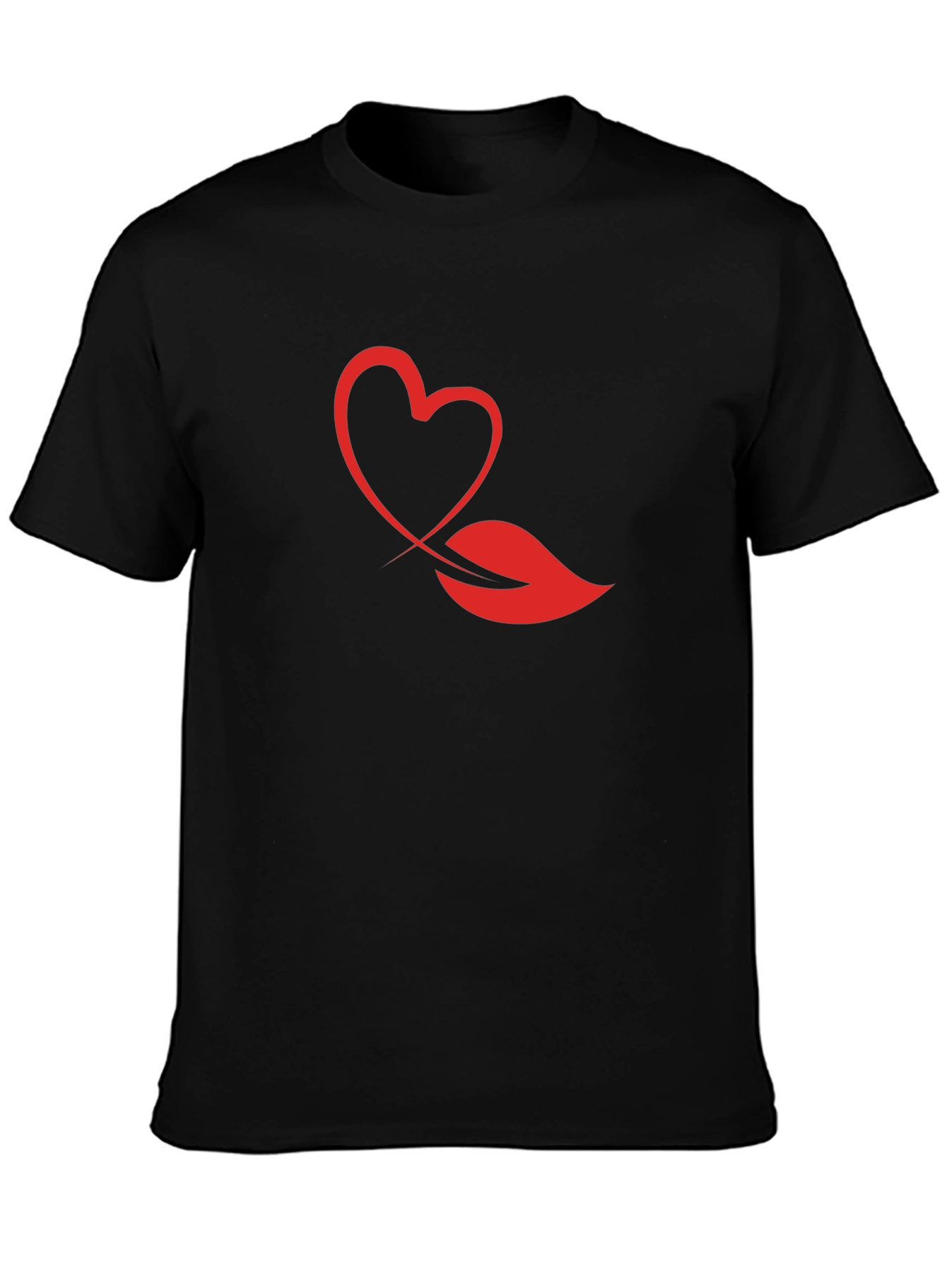 Heart & Lips Graphic Print Black T-Shirt