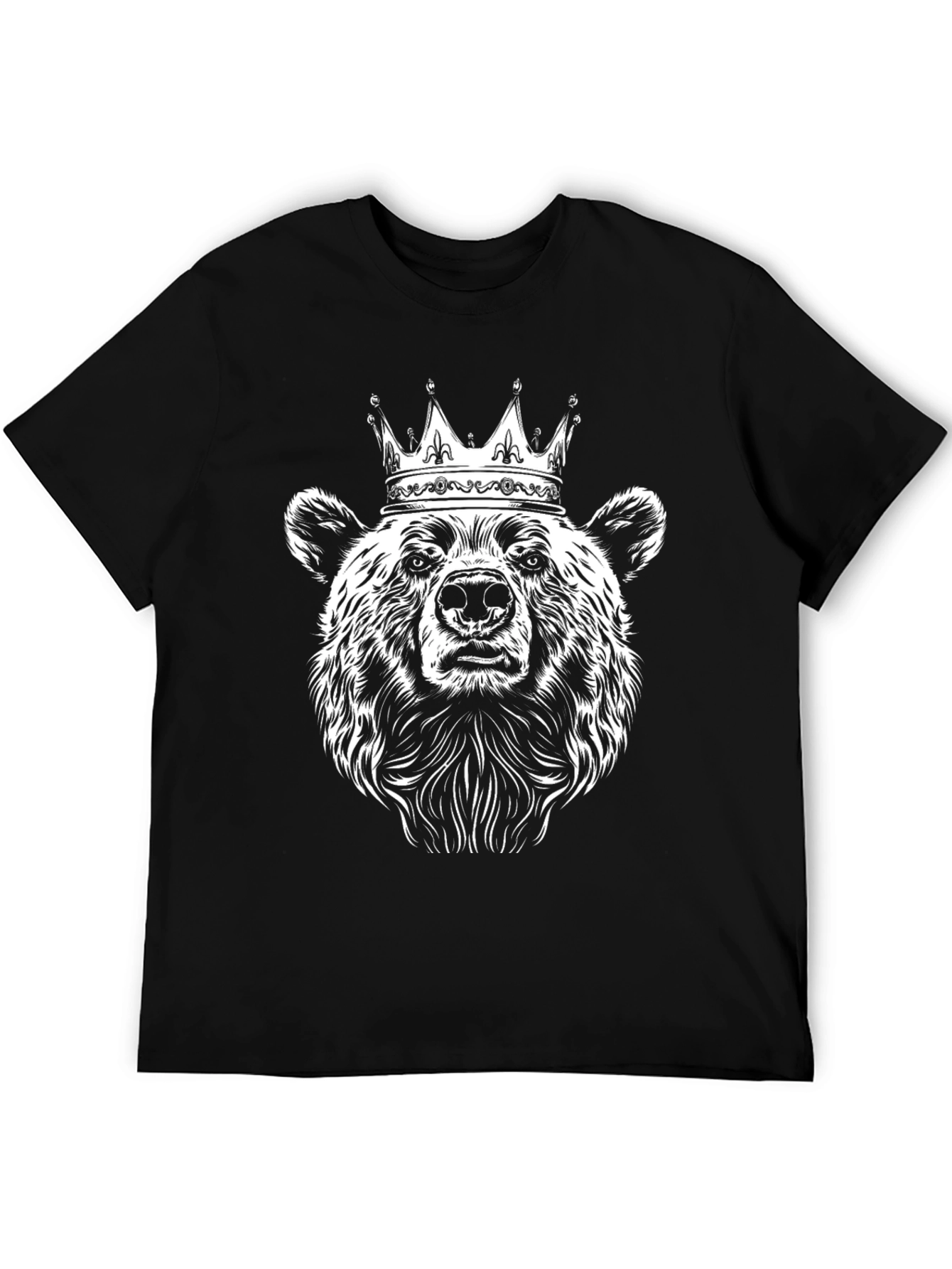 Bear King Graphic Tee - Black Cotton T-Shirt
