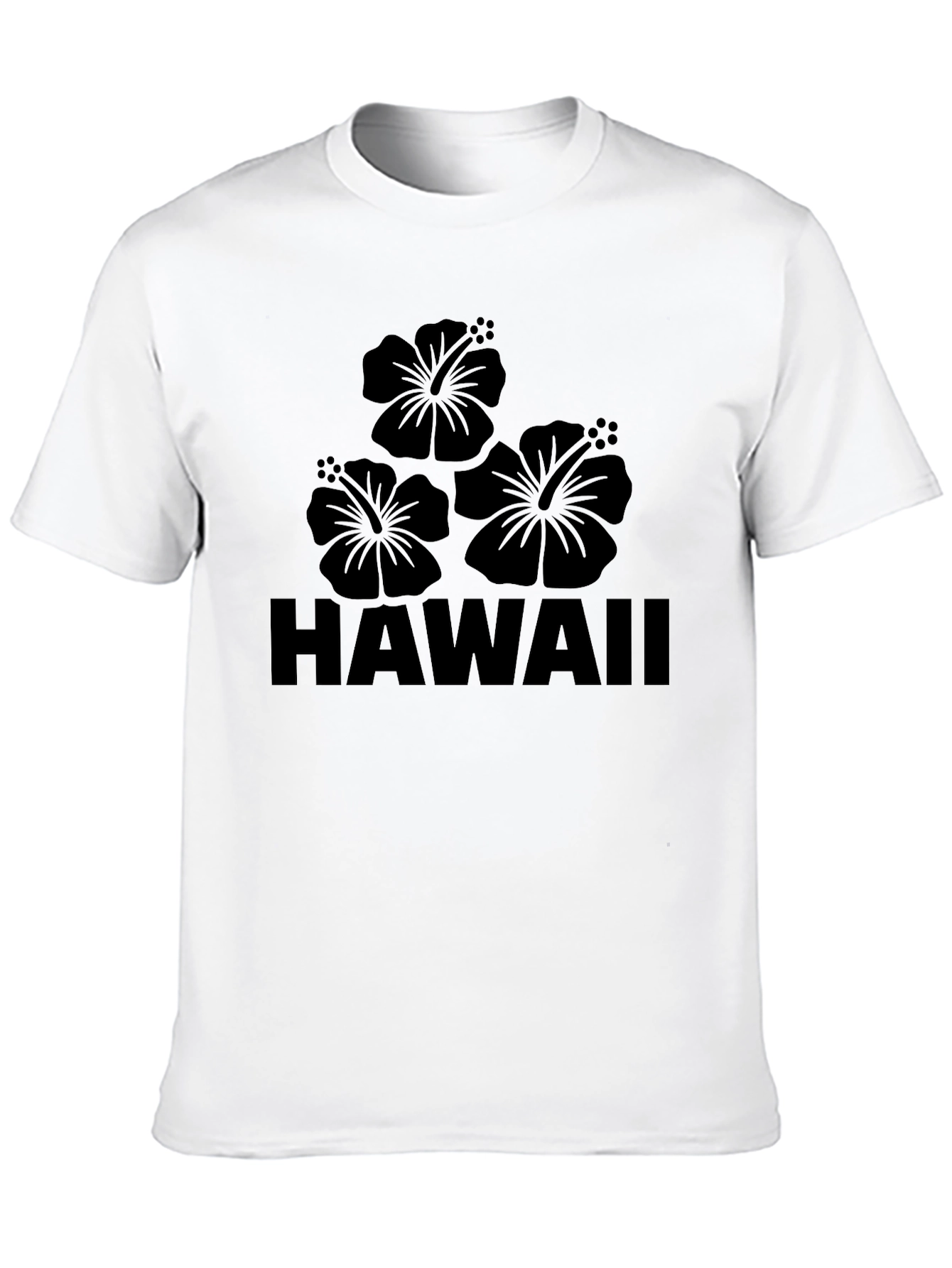 Hawaii Hibiscus Flower Graphic Mens Black T-Shirt
