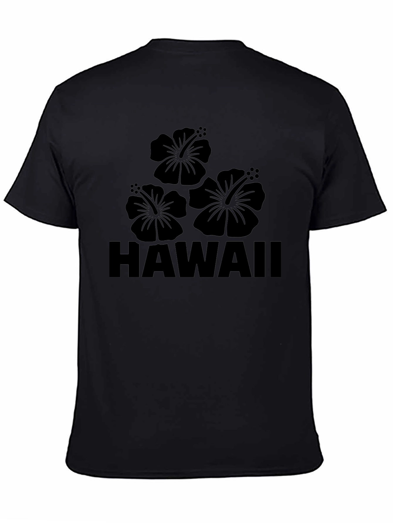 Hawaii Hibiscus Flower Graphic Mens Black T-Shirt