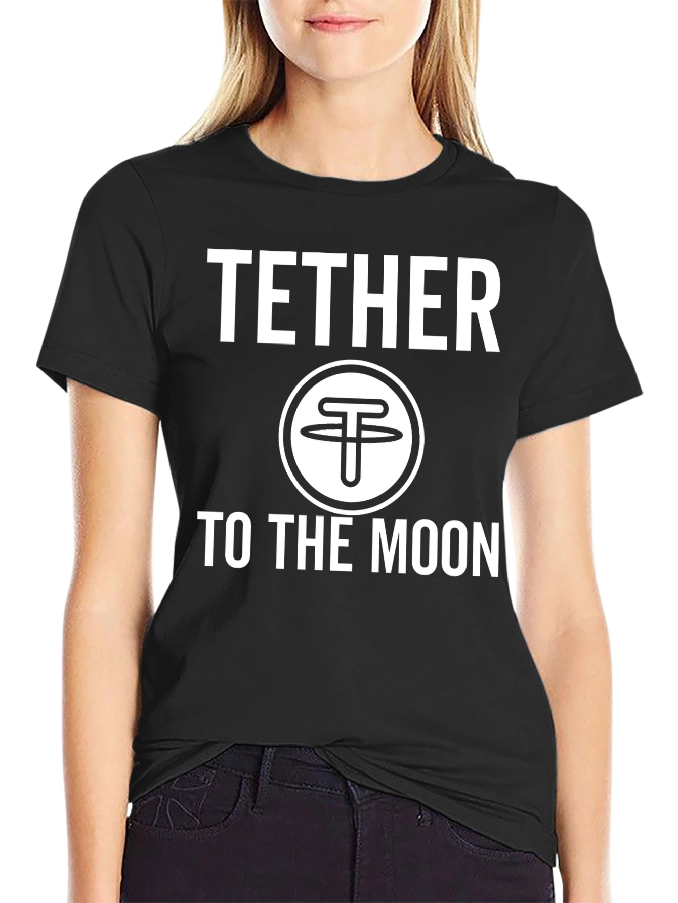 Tether to the Moon Crypto T-Shirt - Black