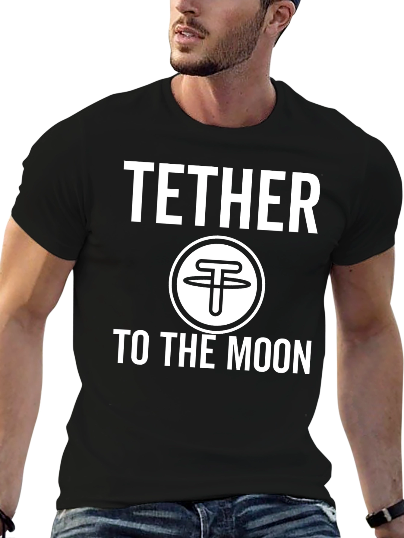 Tether to the Moon Crypto T-Shirt - Black