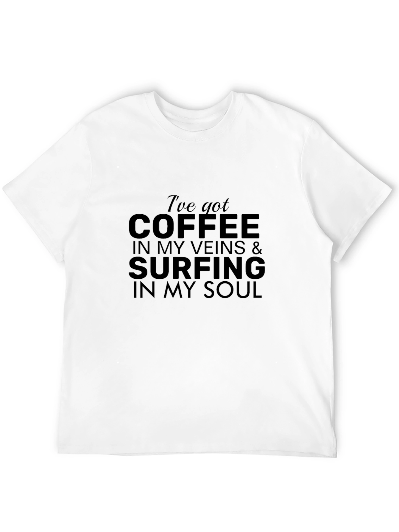 Coffee & Surfing Soul T-Shirt - Stylish Black Tee