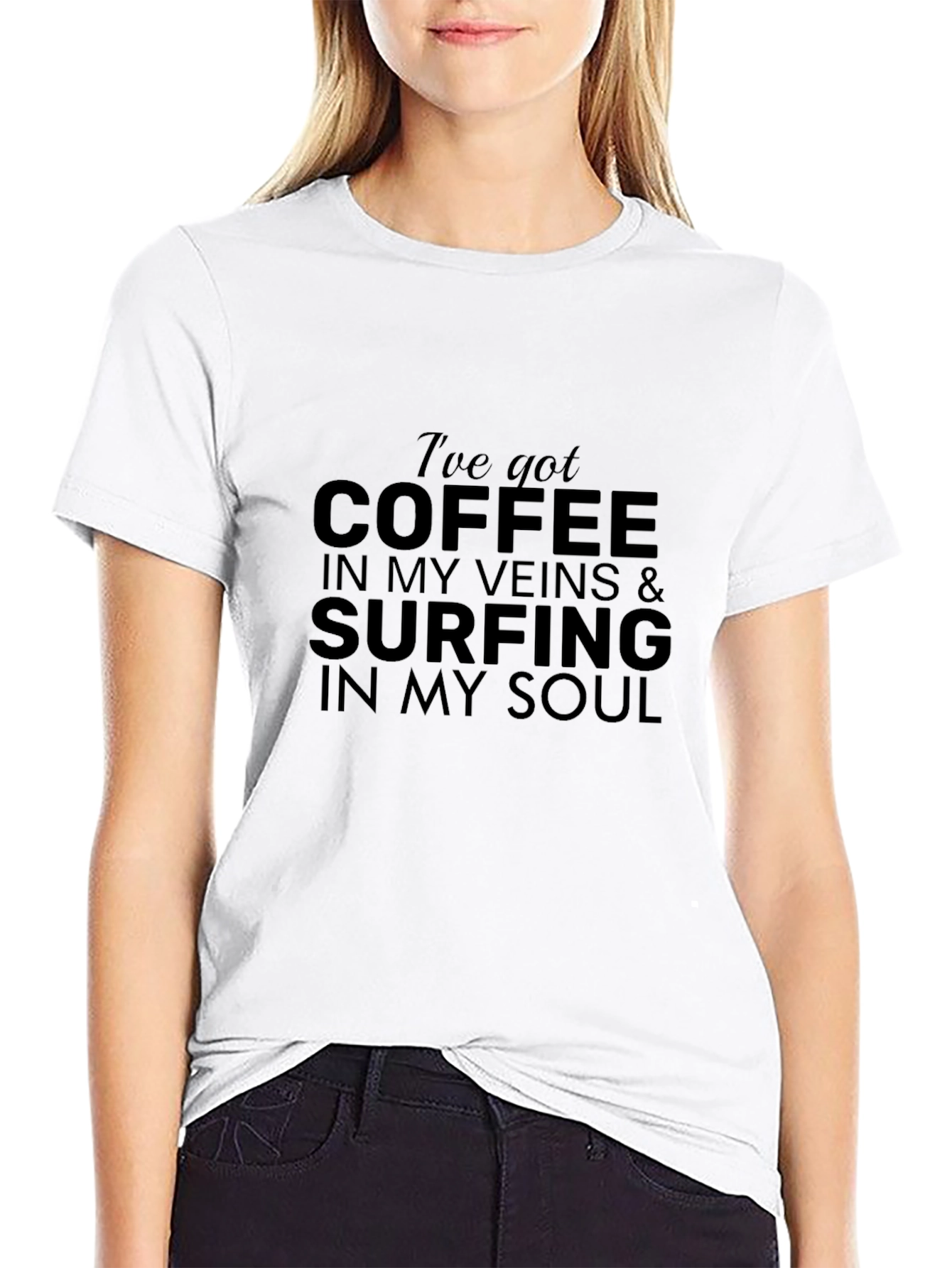 Coffee & Surfing Soul T-Shirt - Stylish Black Tee