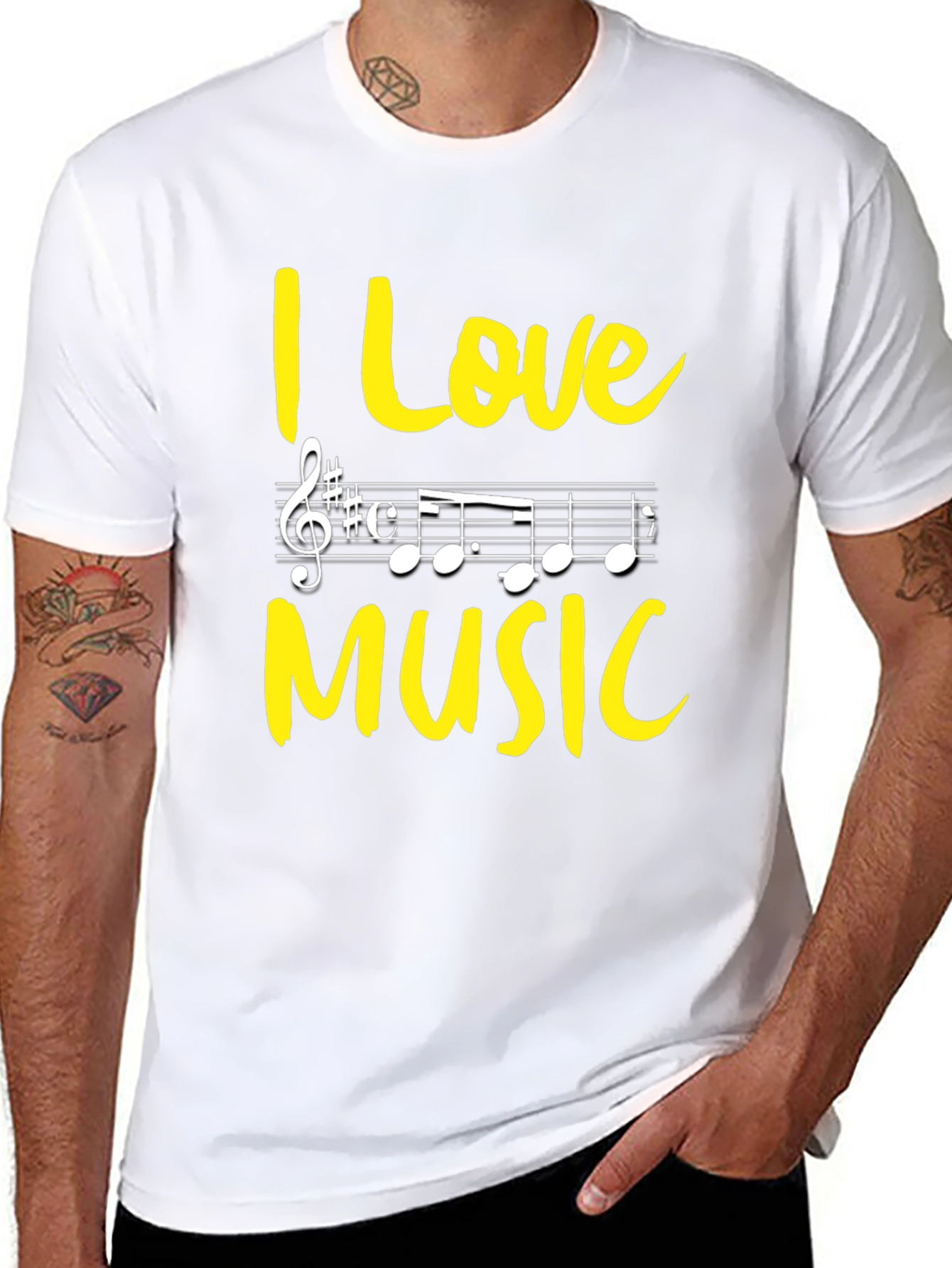 I Love Music Graphic Tee - Black Cotton T-Shirt